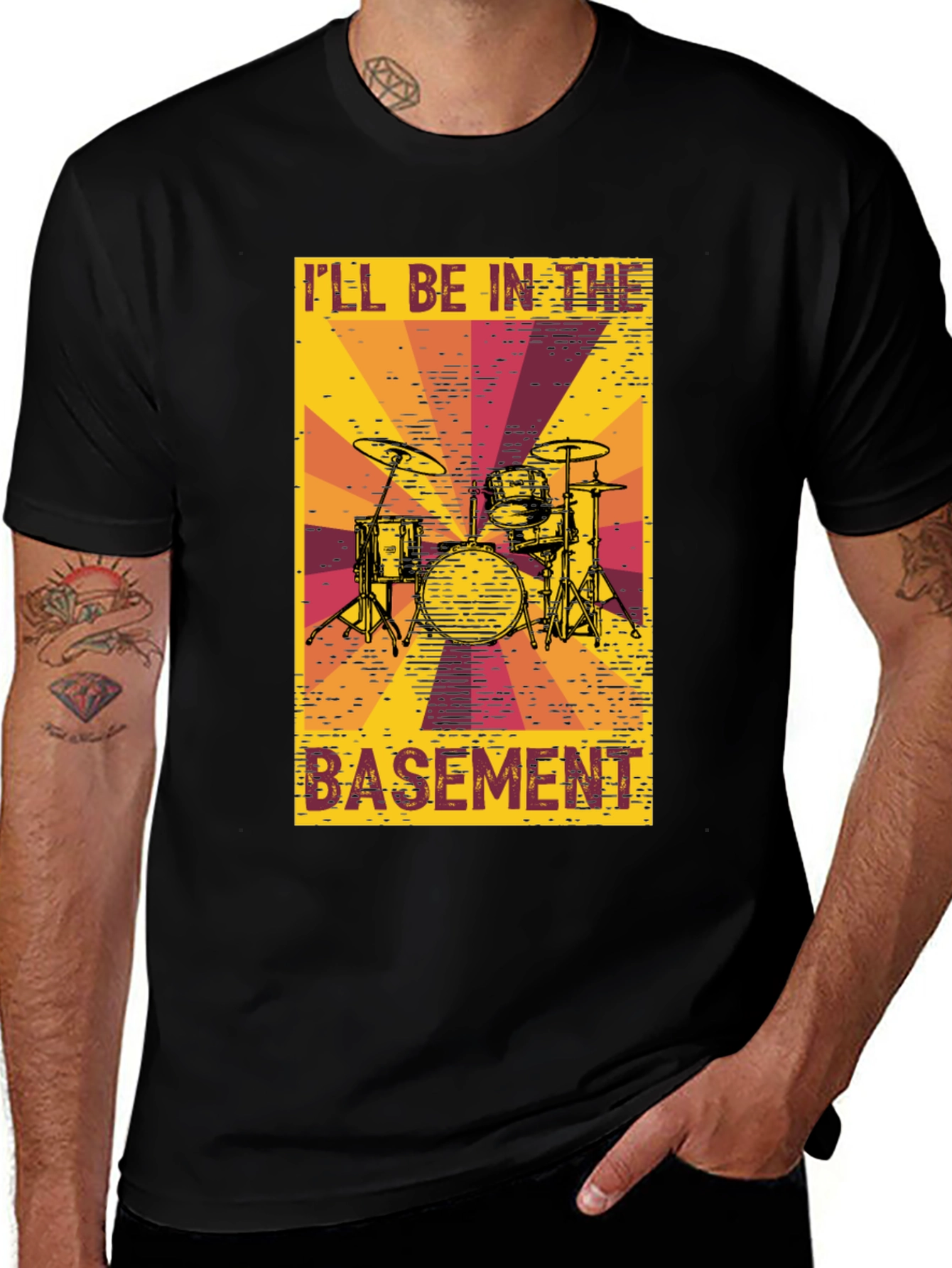 Variant 18 of I'll Be In The Basement Drum Set T-Shirt