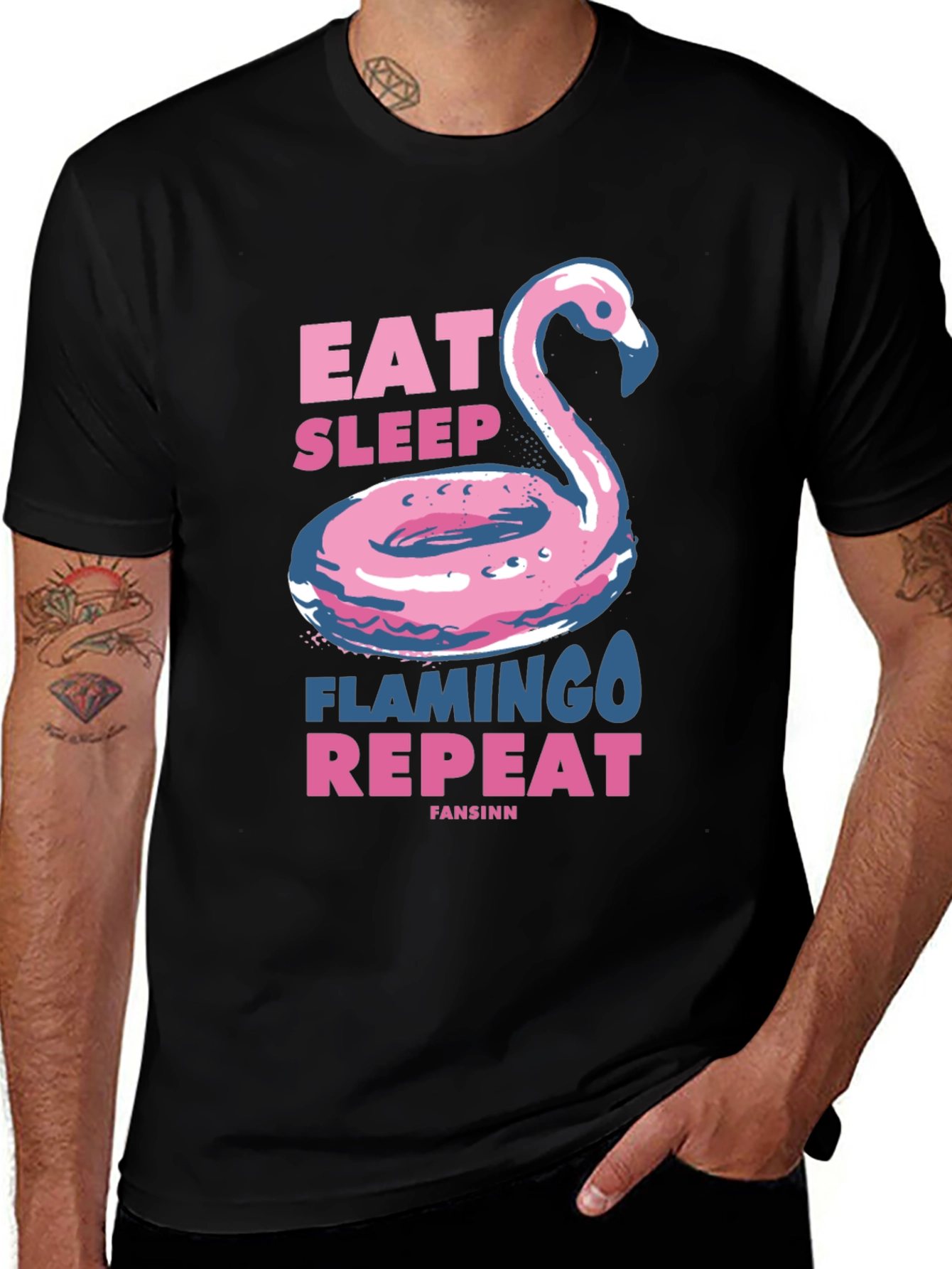 Variant 3 of Eat Sleep Flamingo Repeat Graphic T-Shirt