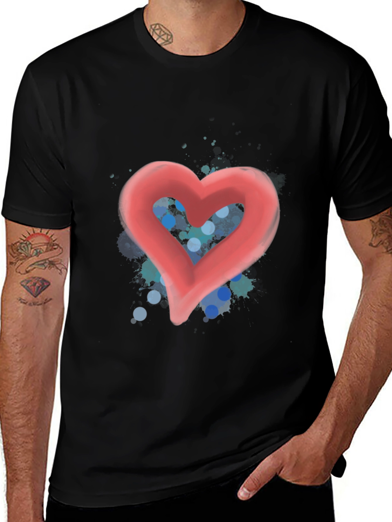 Variant 20 of Heart Graphic Tee - Stylish Black T-Shirt