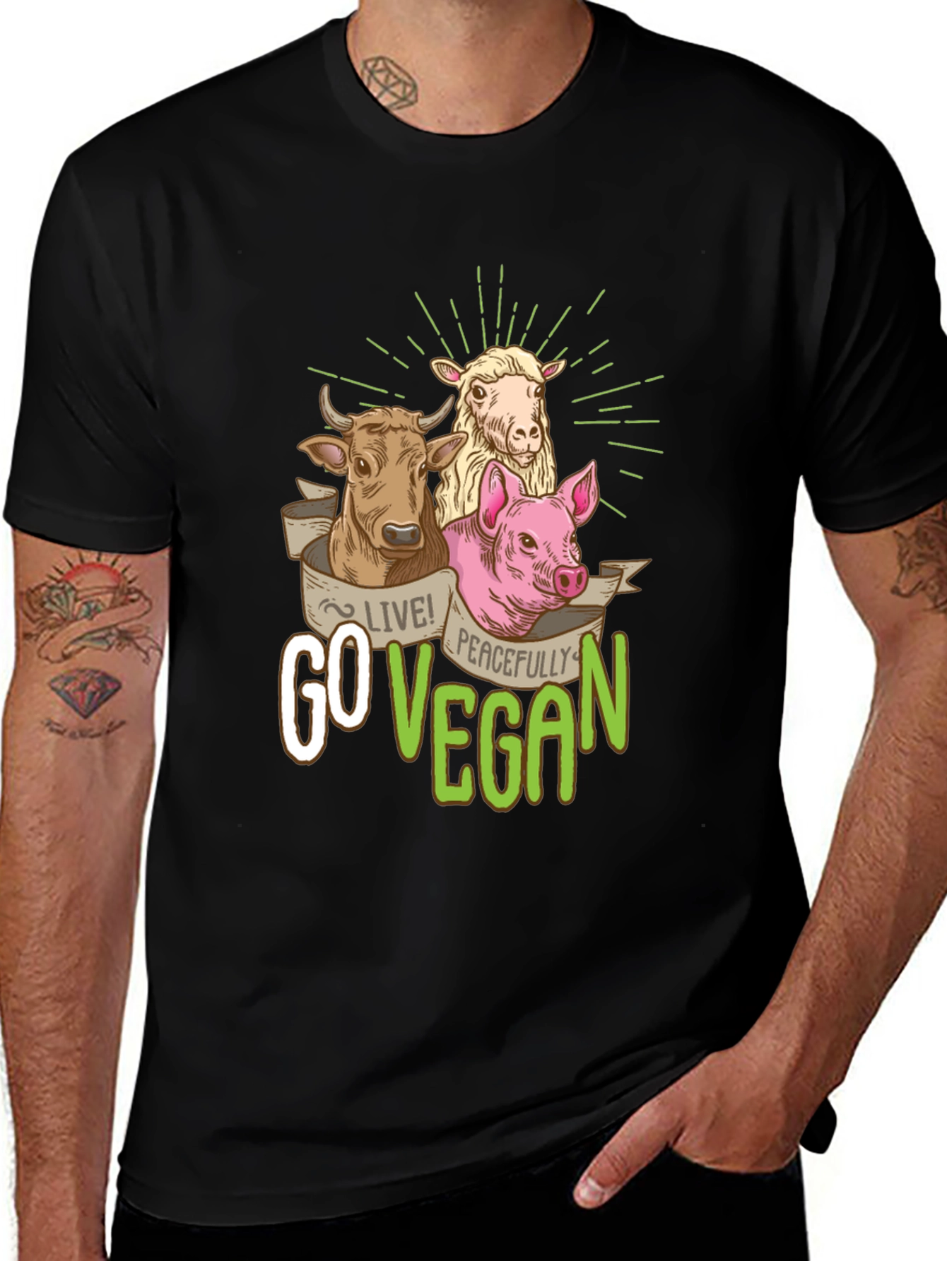Variant 19 of Go Vegan T-Shirt - Animal Rights Tee