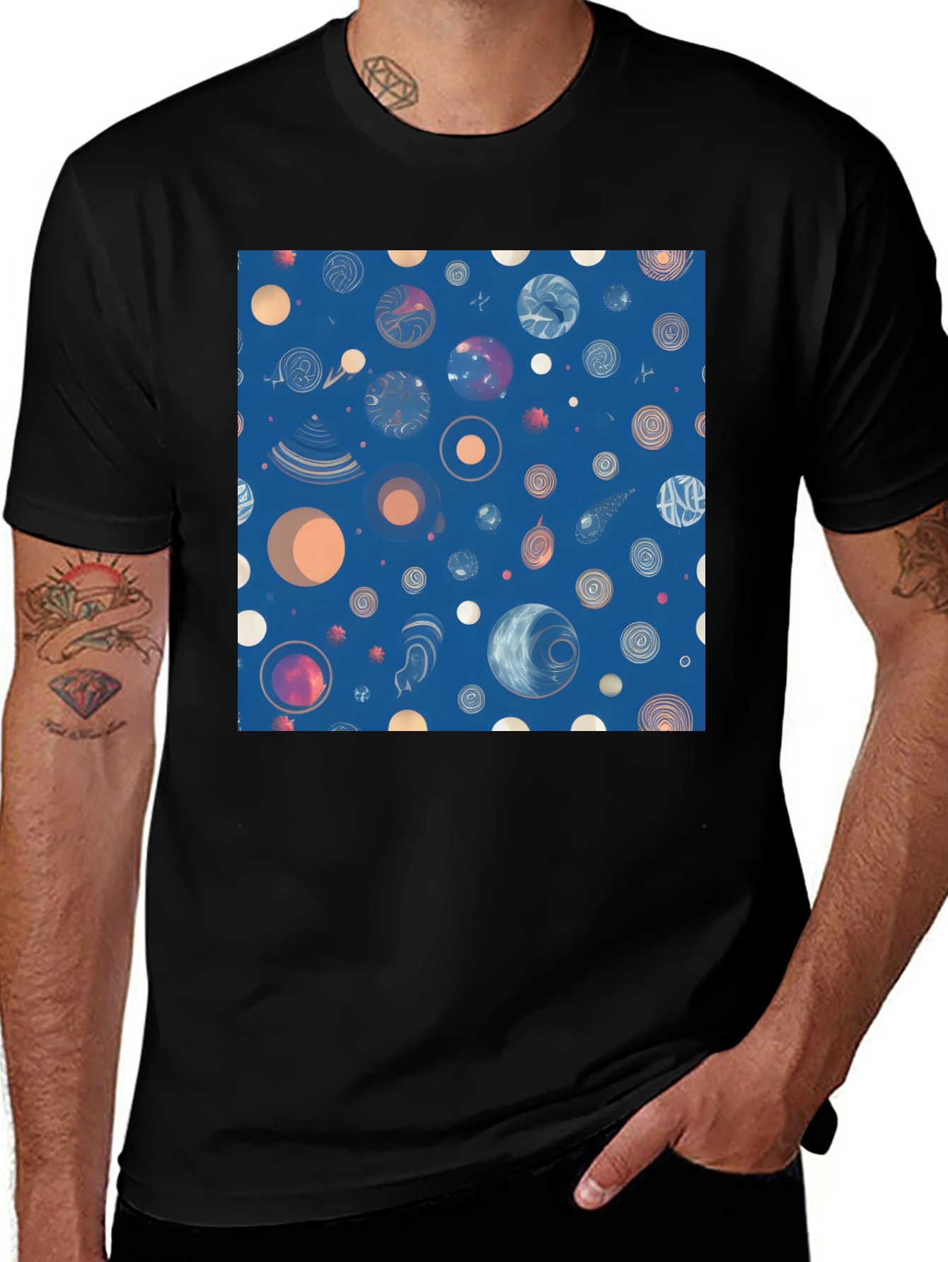 Variant 29 of Cosmic Pattern Tee - Unique Space Design