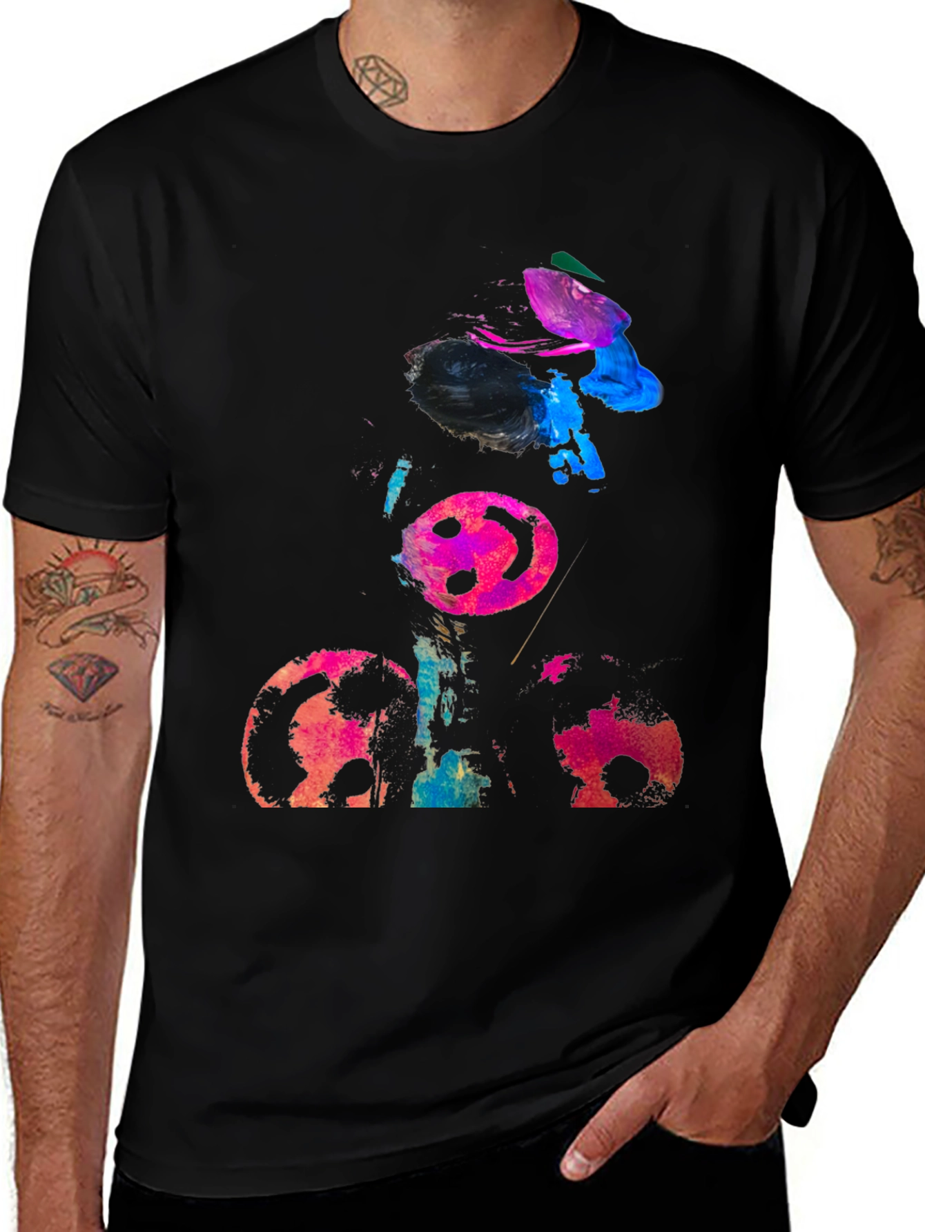Variant 7 of Abstract Graphic Print Men's Black T-Shirt