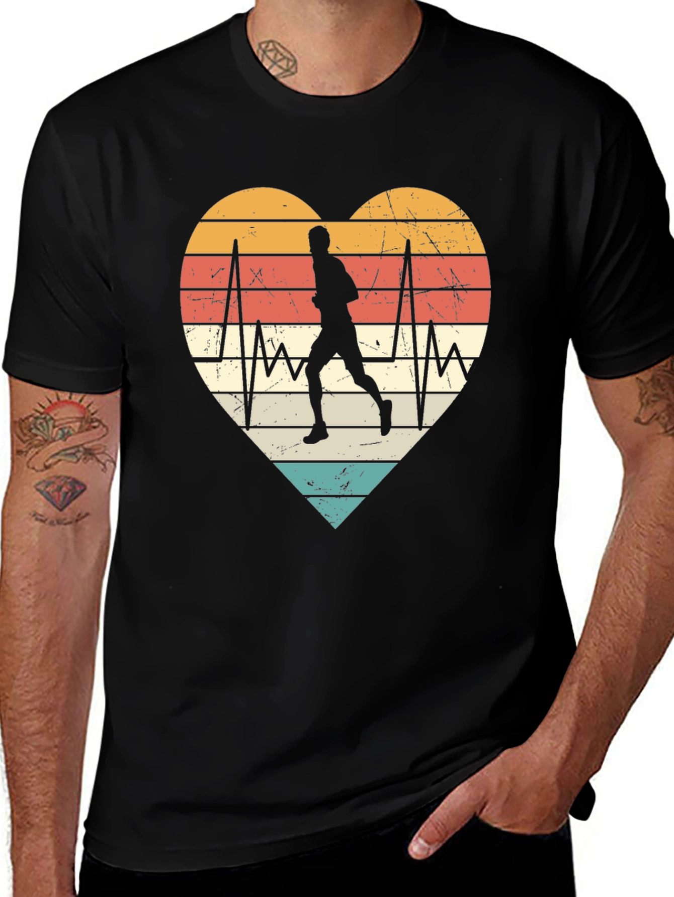 Variant 25 of Runner Heartbeat Graphic Tee - Black