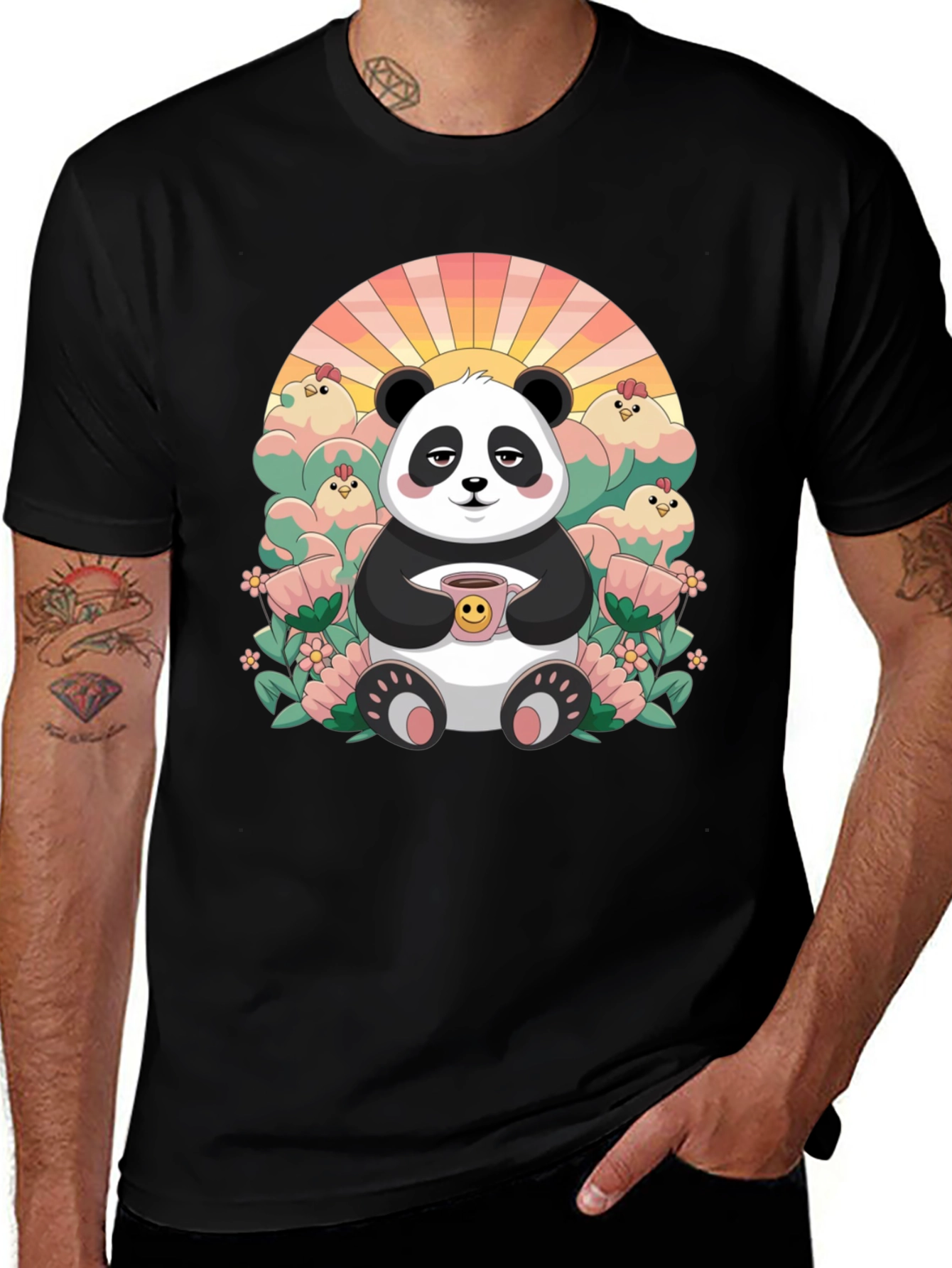 Variant 23 of Lazy Panda Coffee T-Shirt - Relaxed Comfort