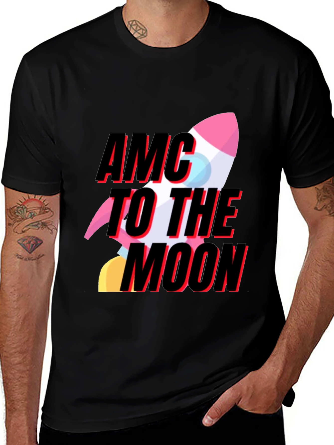 AMC To The Moon Black Graphic Tee