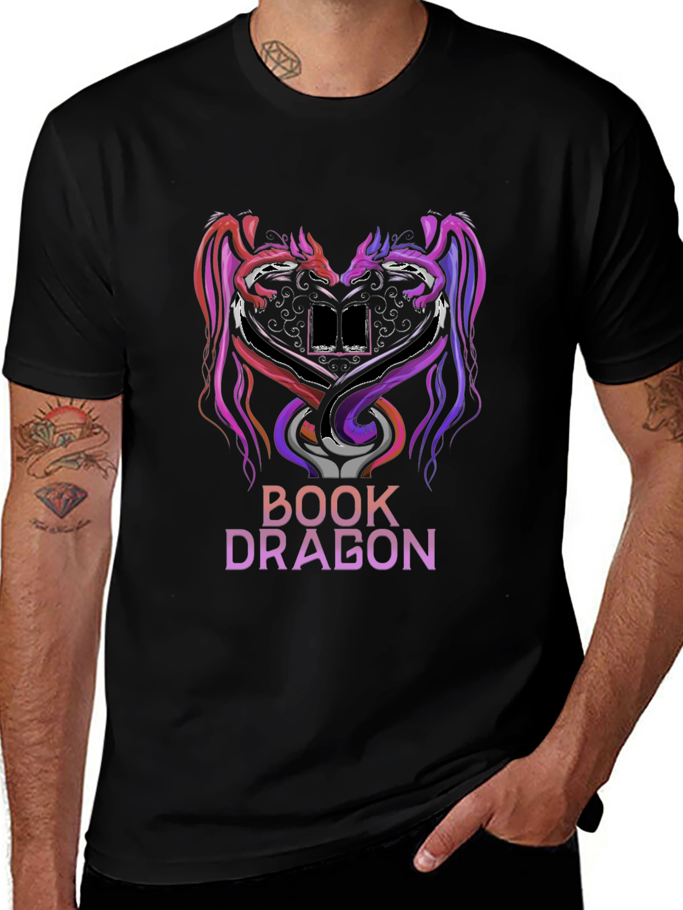 Book Dragon Graphic T-Shirt - Literary Fantasy Tee