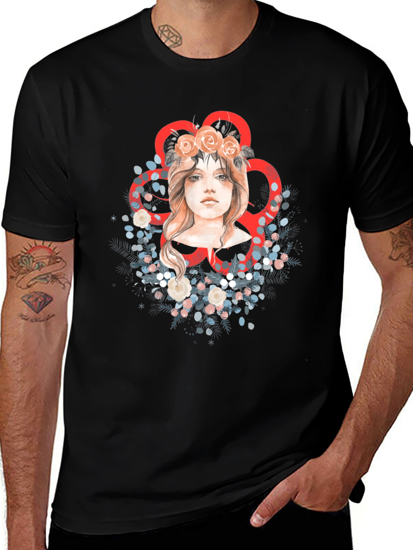 Variant 22 of Floral Crown Woman Black T-Shirt