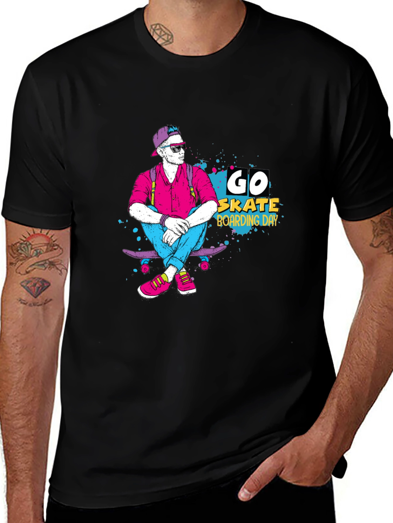 Black Go Skate Boarding Day Black T-Shirt main image