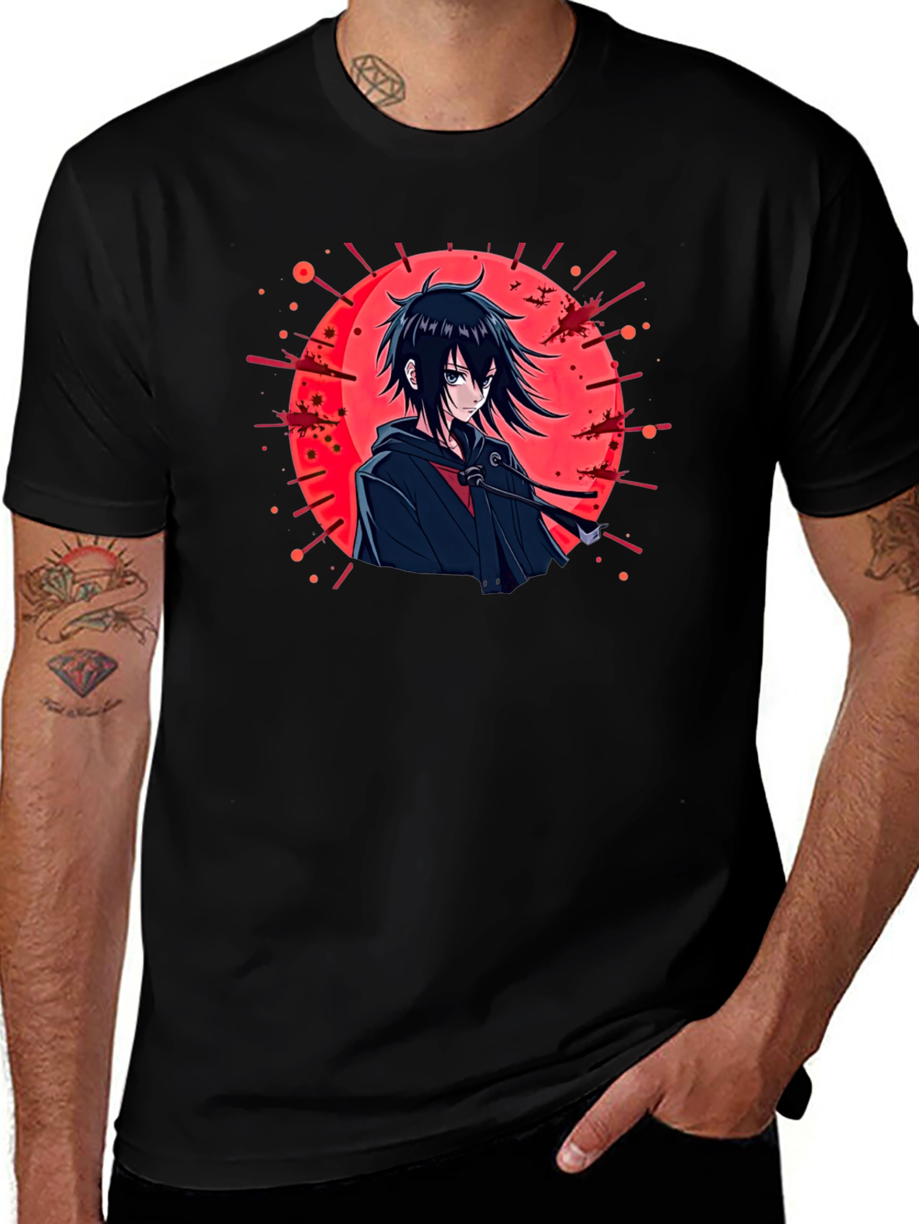 Variant 17 of Anime Style Graphic Tee - Black Cotton T-Shirt