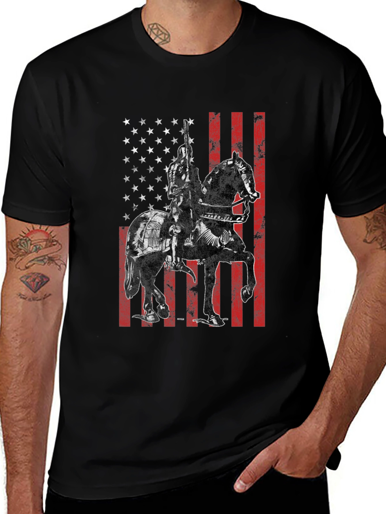 Patriotic Knight on Horseback T-Shirt