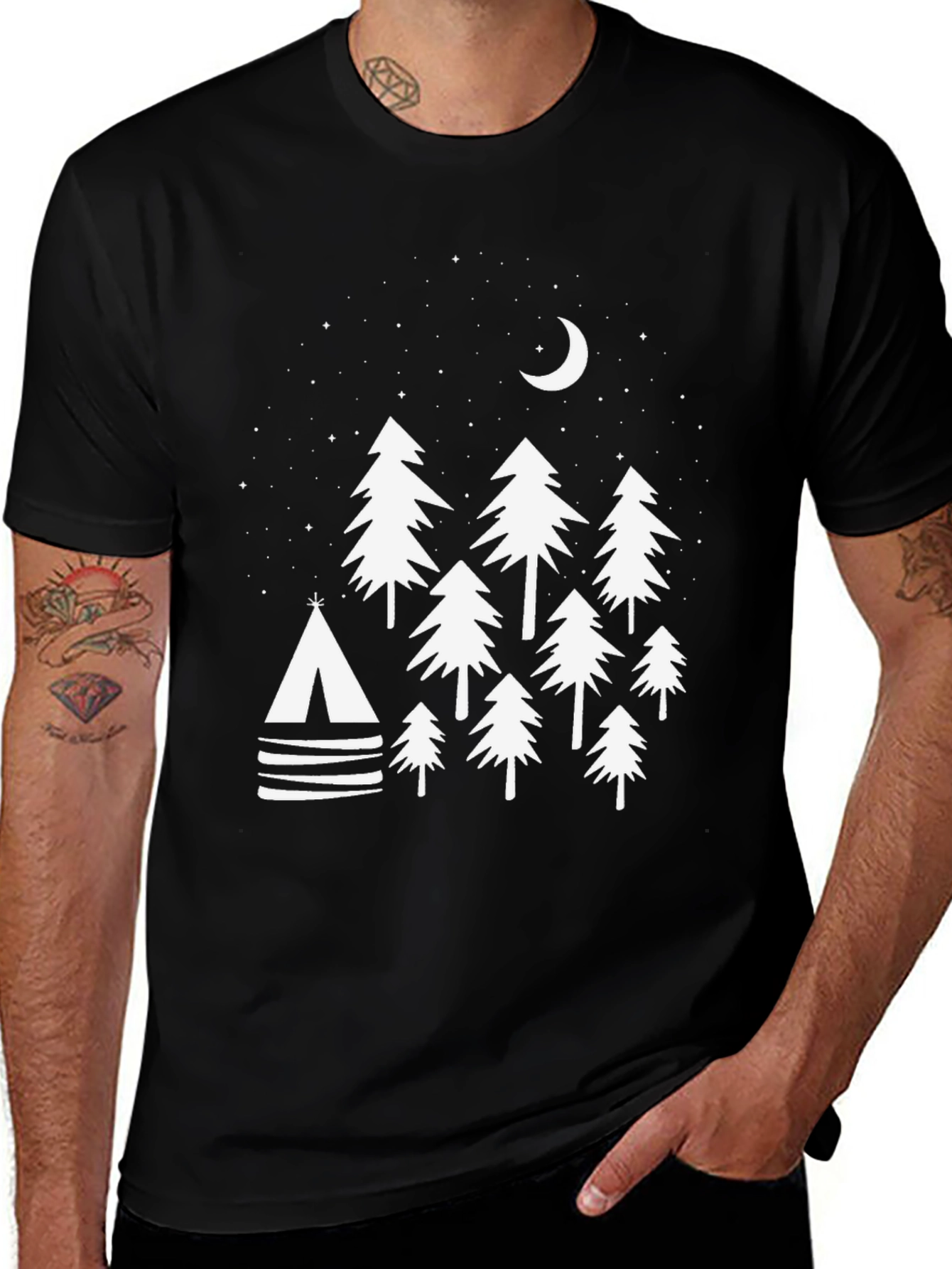 Variant 5 of Camping Forest Graphic Tee - Moonlit Adventure