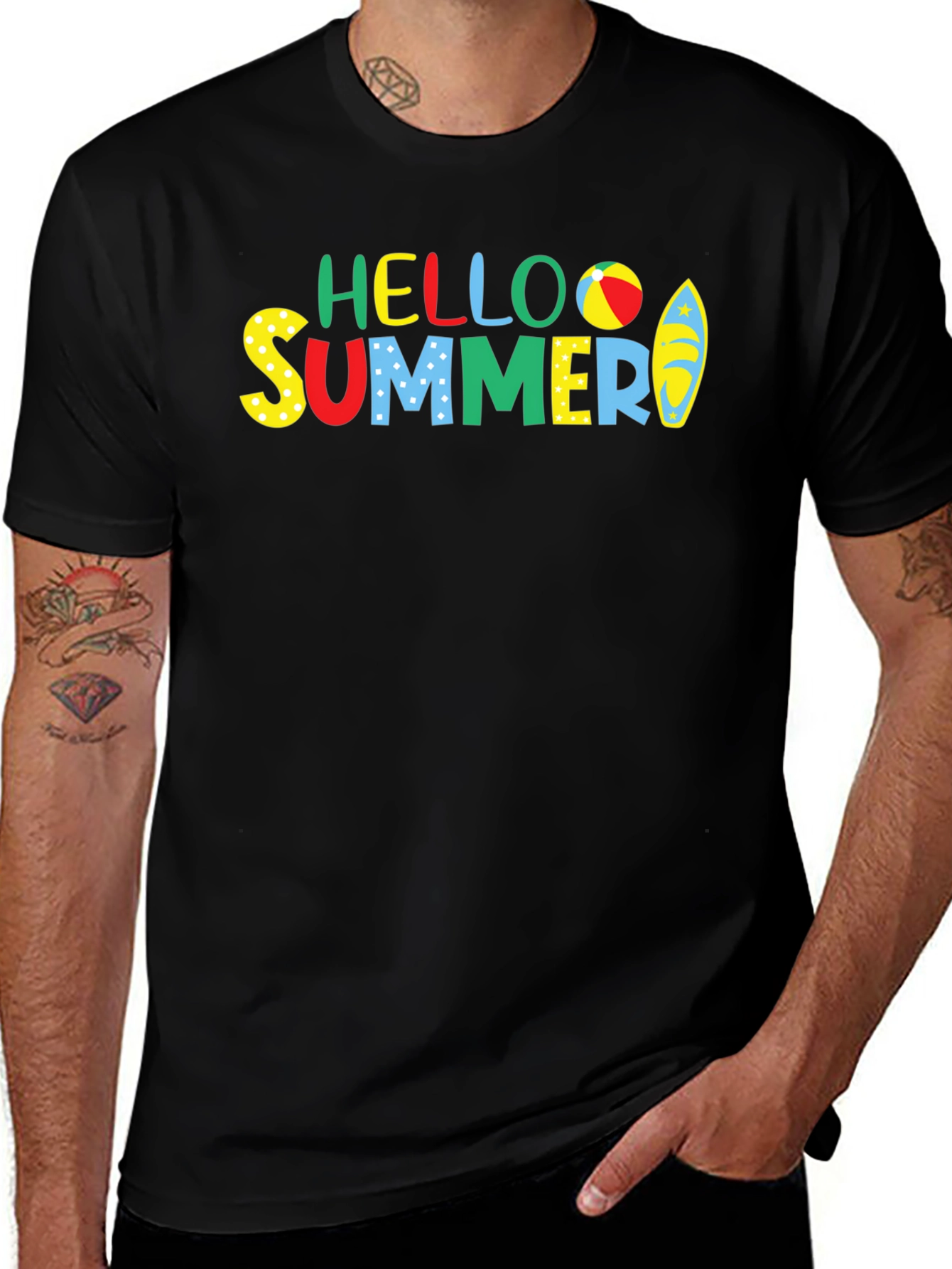 Variant 21 of Hello Summer Graphic Tee - Black