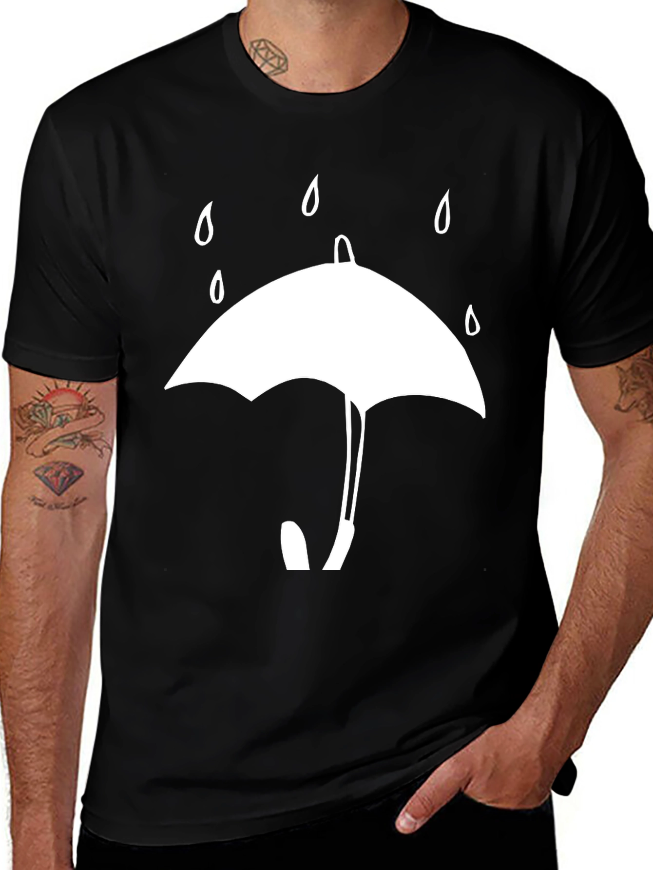 Umbrella Raindrop Graphic T-Shirt - Stylish Casual Wear