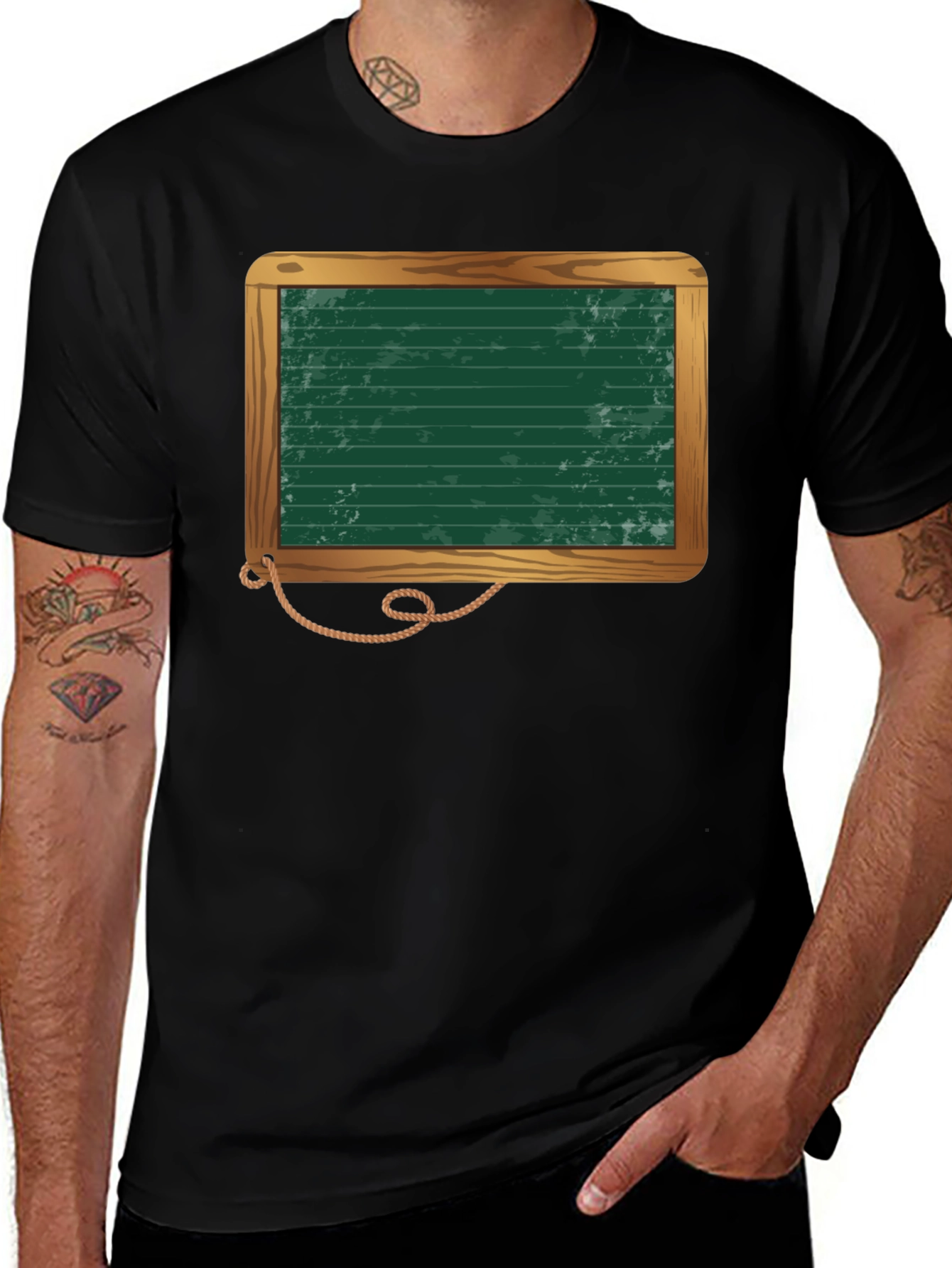 Retro Chalkboard Graphic Tee - Black