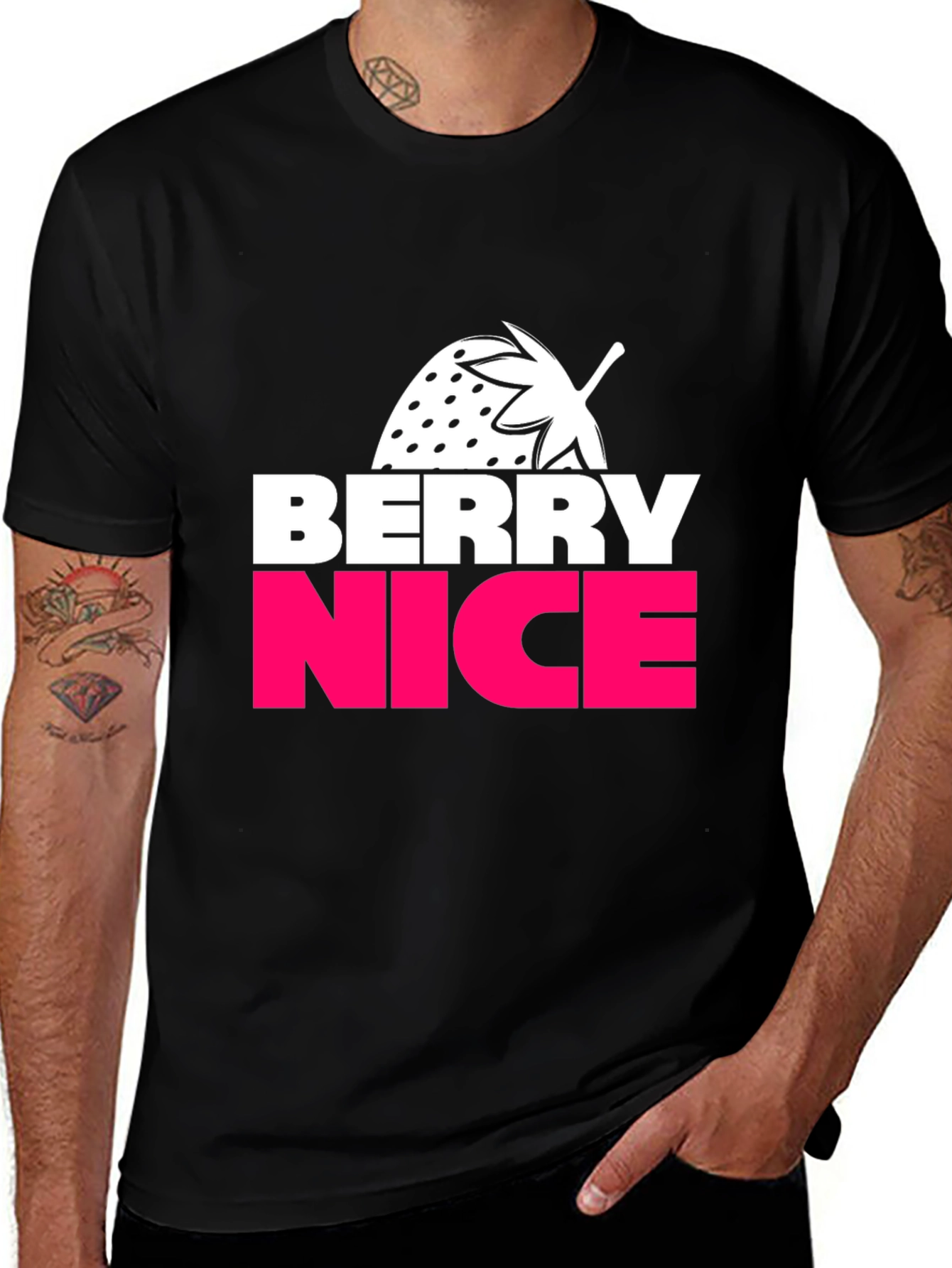 Variant 24 of Berry Nice Graphic Tee - Casual Black T-Shirt