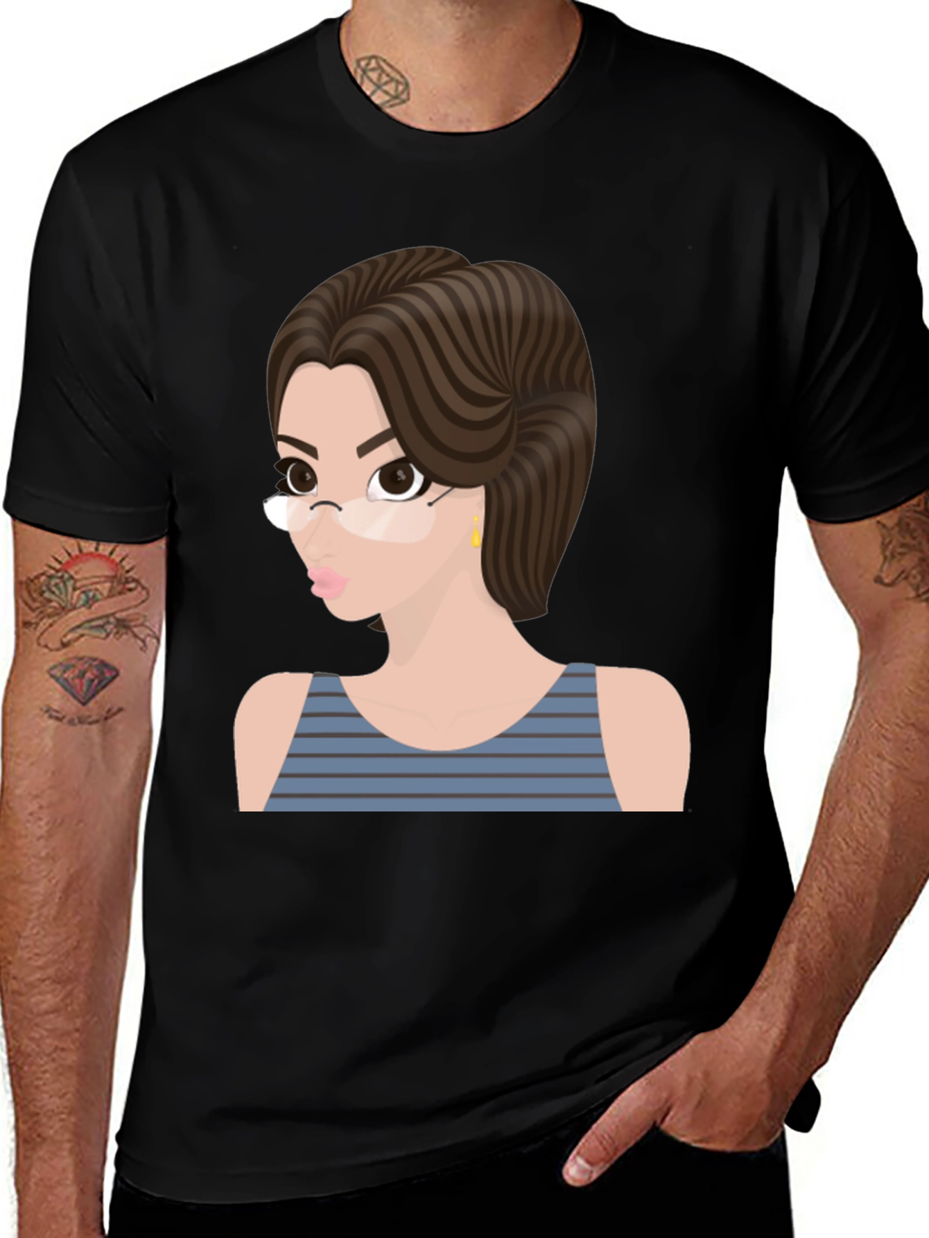 Cartoon Woman Graphic T-Shirt