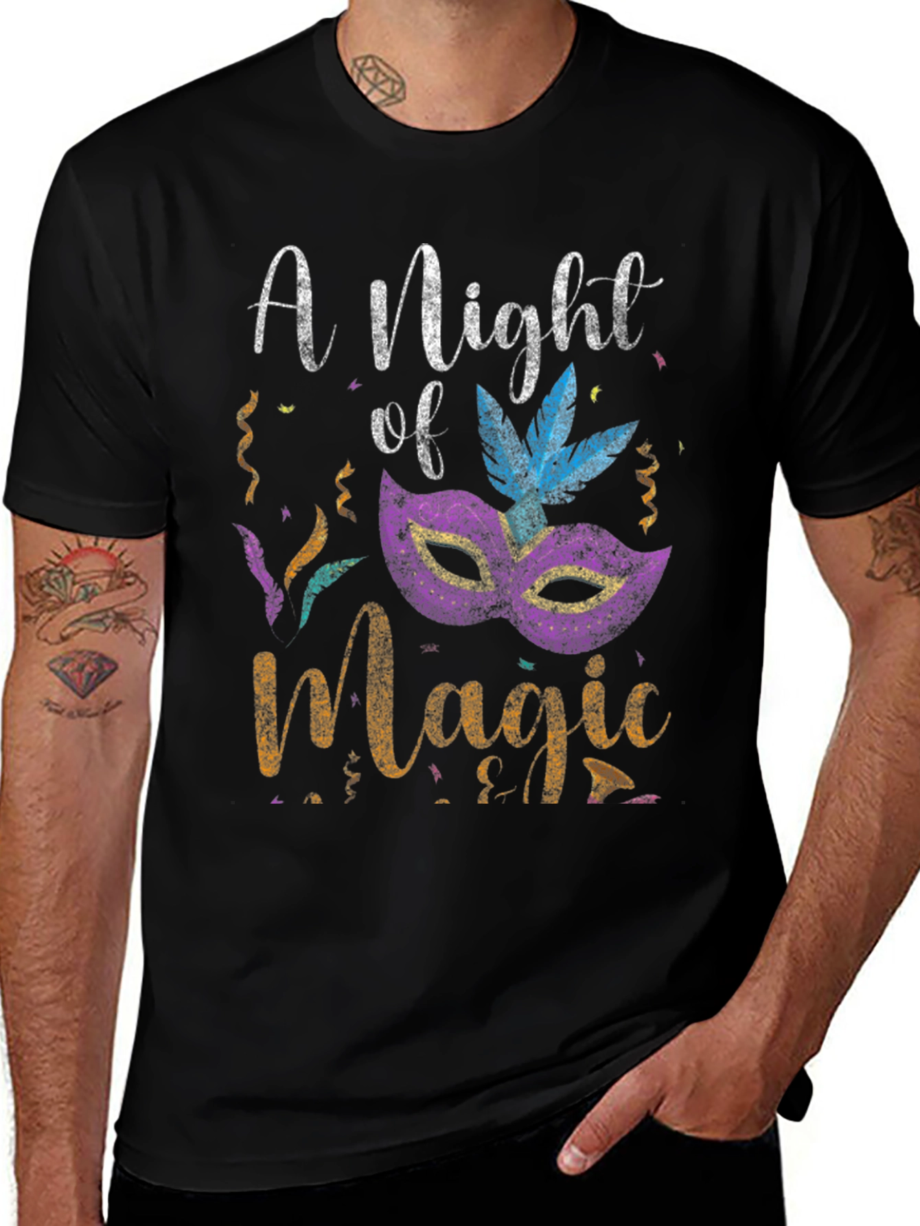 Mardi Gras Mask Graphic T-Shirt