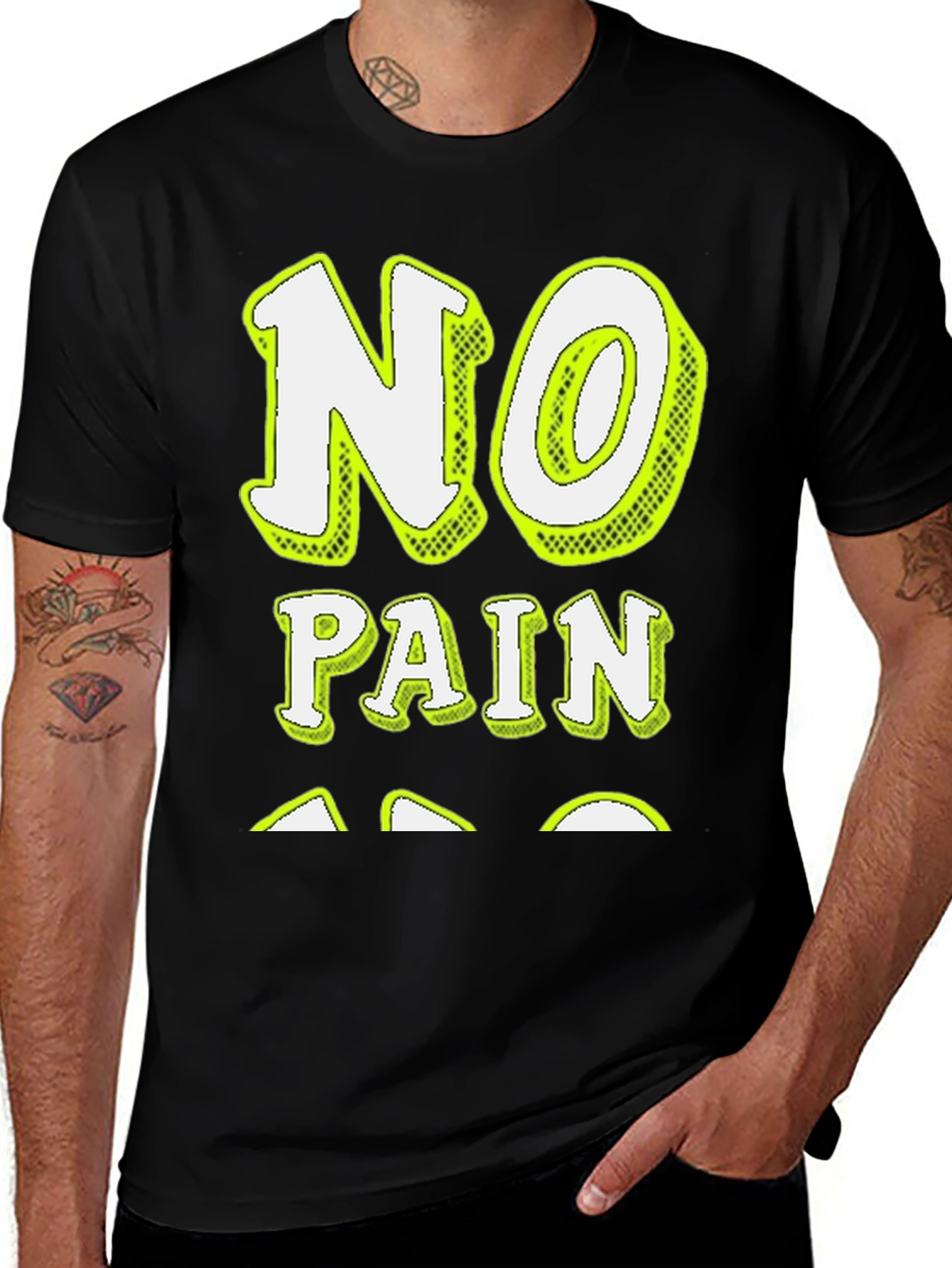 Variant 2 of No Pain T-Shirt - Black Graphic Tee