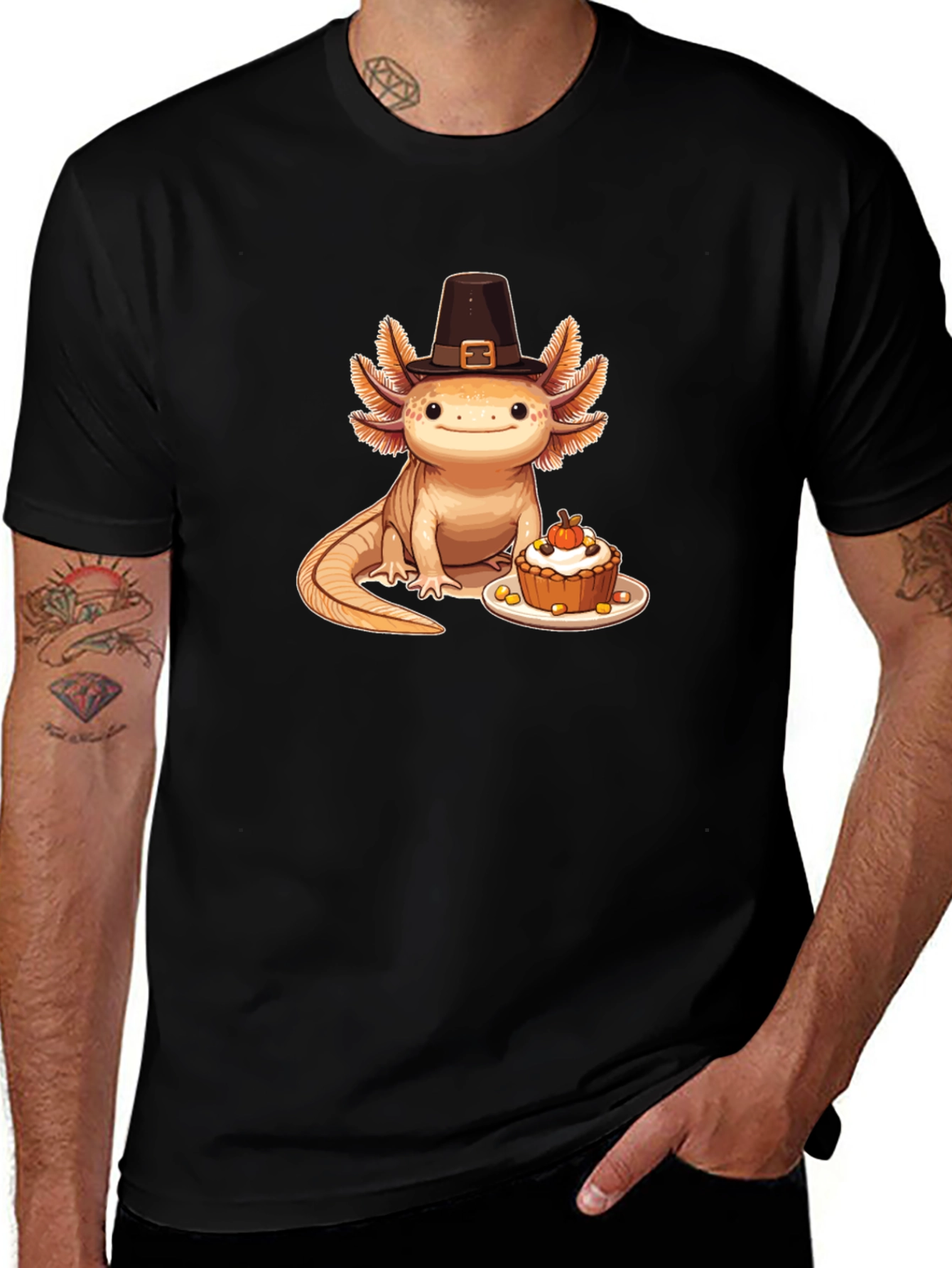 Variant 8 of Axolotl Thanksgiving Pilgrim T-Shirt