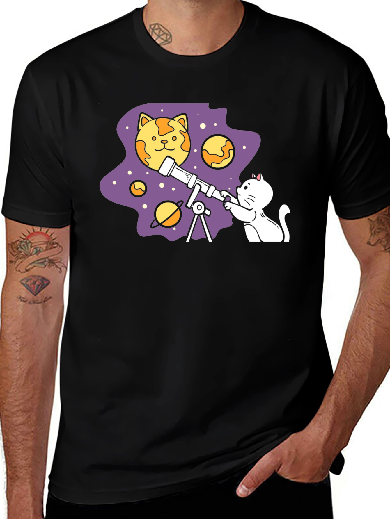 Variant 6 of Cat Astronomer T-Shirt - Space Adventure