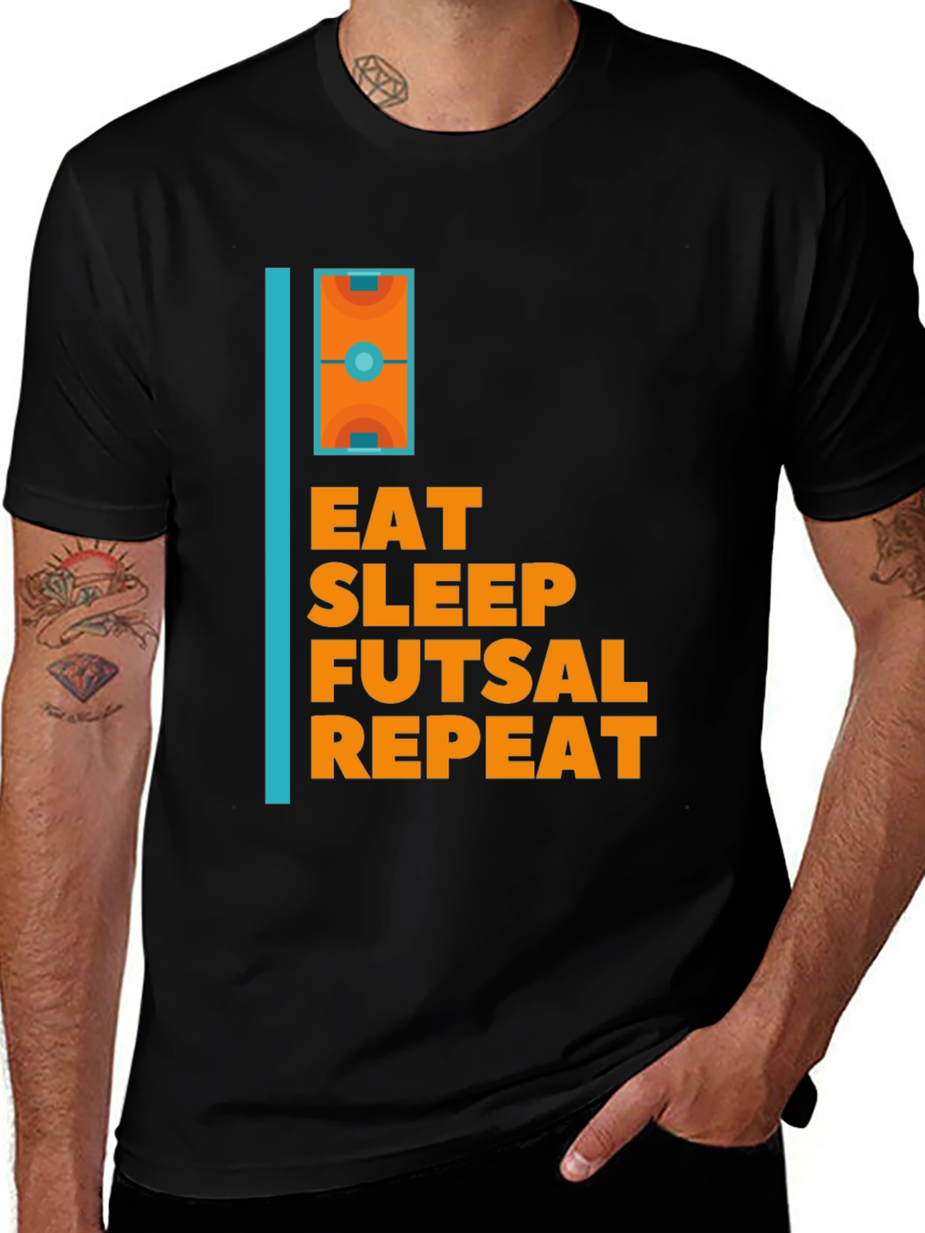Eat Sleep Futsal Repeat Graphic Tee