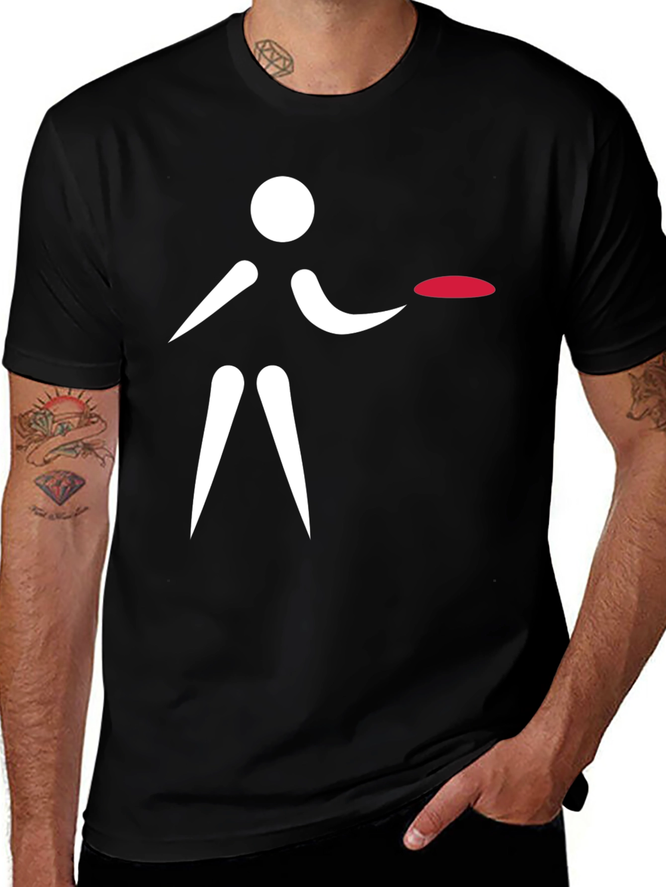 Frisbee Player Graphic T-Shirt - Black