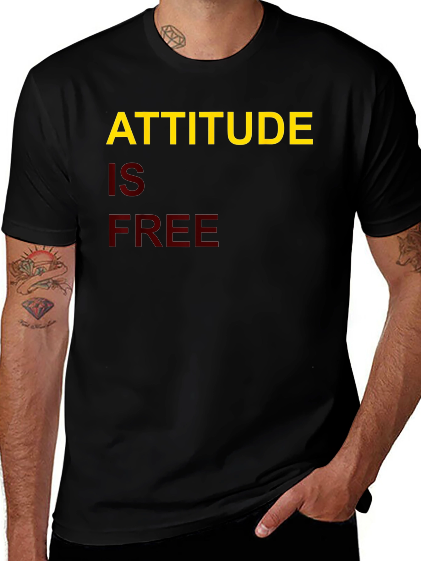 Variant 15 of Attitude is Free Graphic Tee - Black Cotton Casual