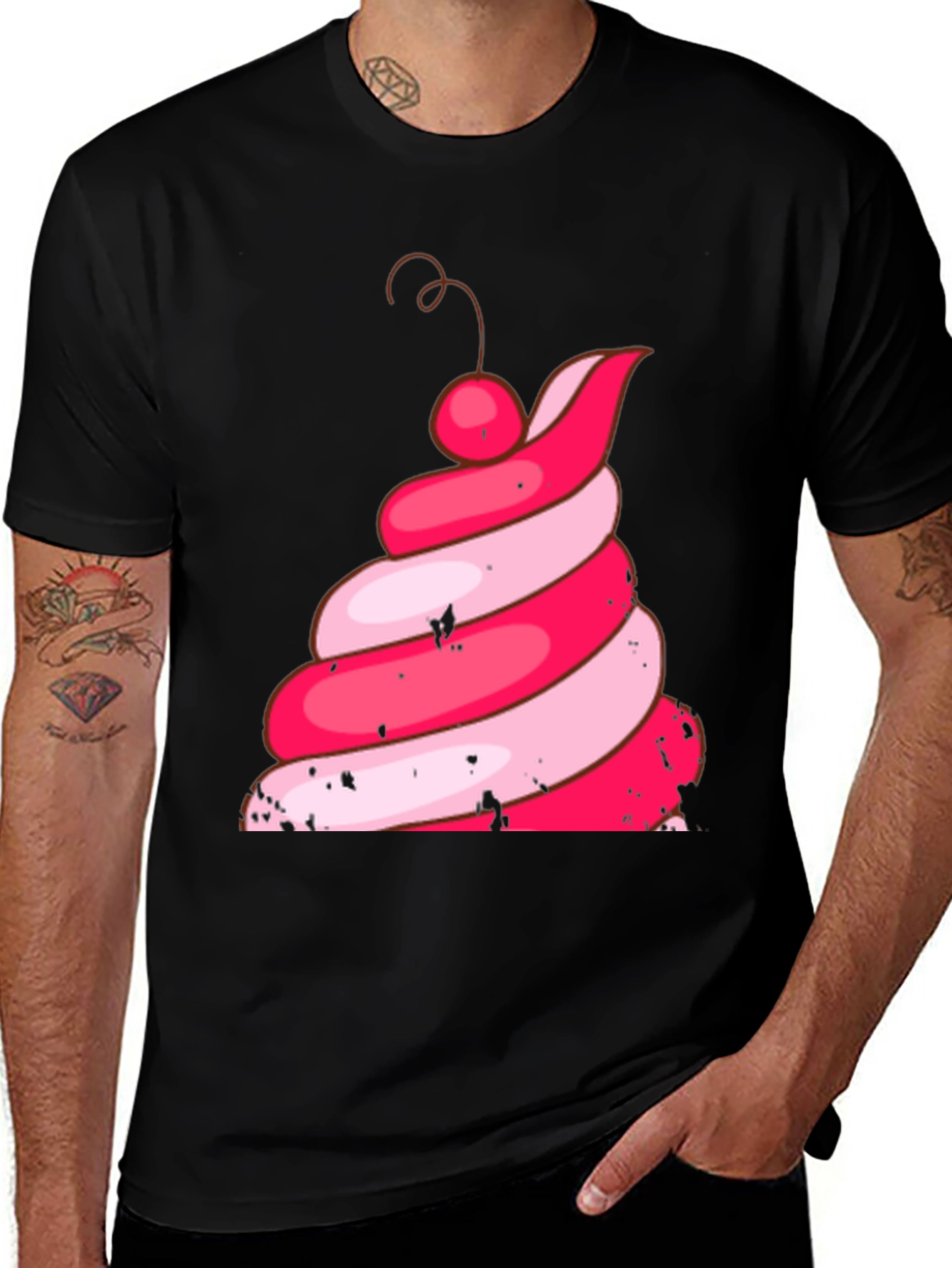 Variant 22 of Swirl Treat Graphic Tee - Black Cotton T-Shirt