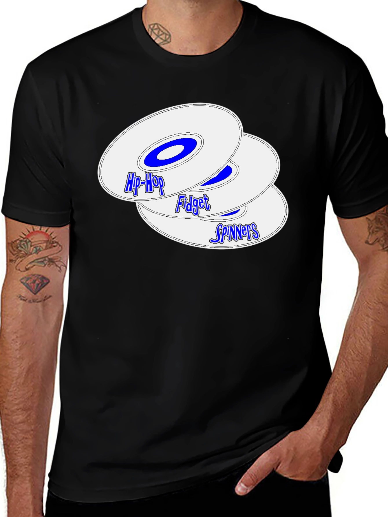 Hip-Hop Fidget Spinners Black T-Shirt