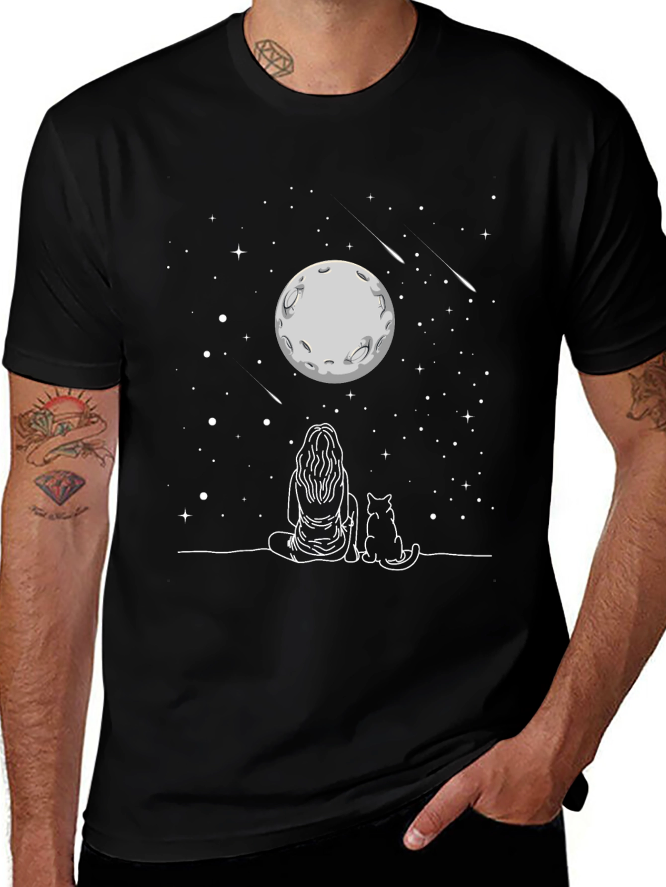Variant 14 of Moon Gazing Cat T-Shirt -  Unisex Tee