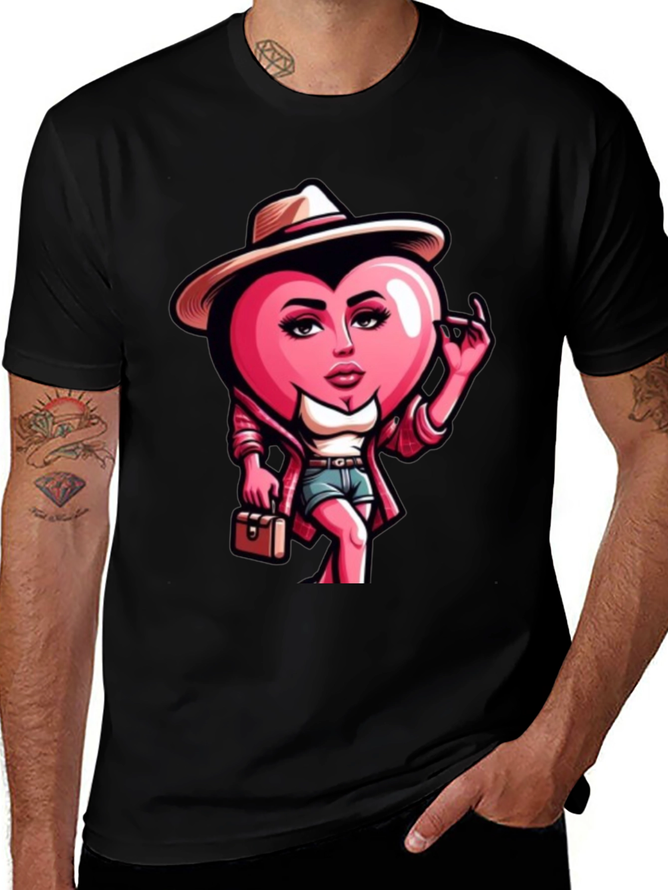 Variant 7 of Heart Lady Graphic Tee - Trendy Valentine's Day Shirt