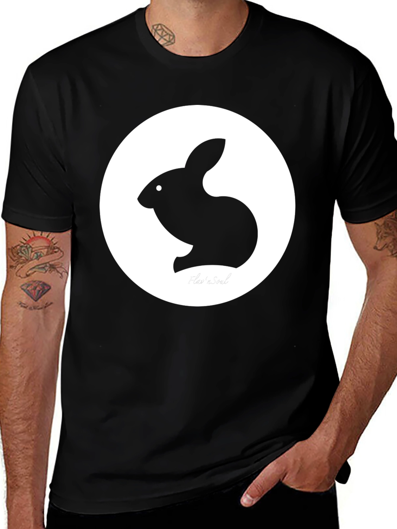 Variant 30 of Rabbit Graphic Tee - Black Casual T-Shirt