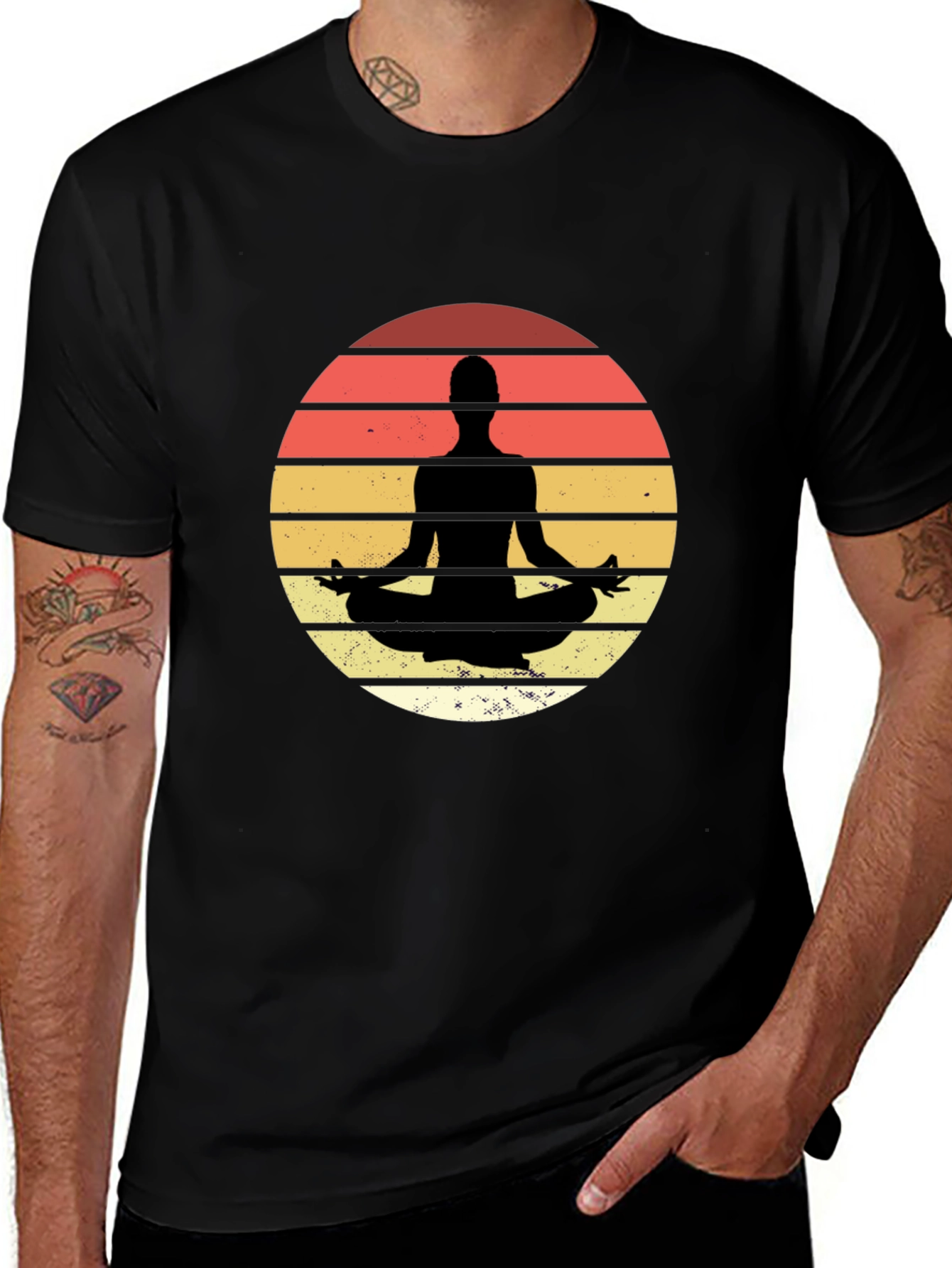 Variant 12 of Yoga Sunset Silhouette T-Shirt - Meditate in Style