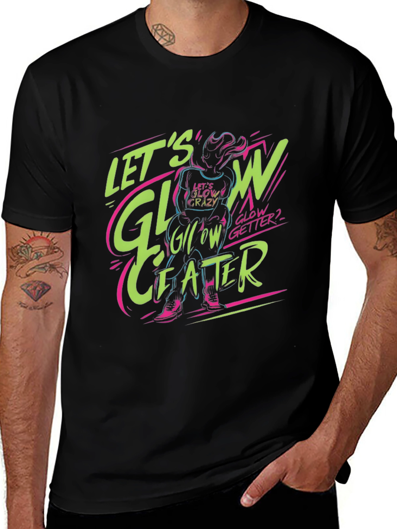 Variant 18 of Glow Getter Graphic Tee - Trendy Black T-Shirt