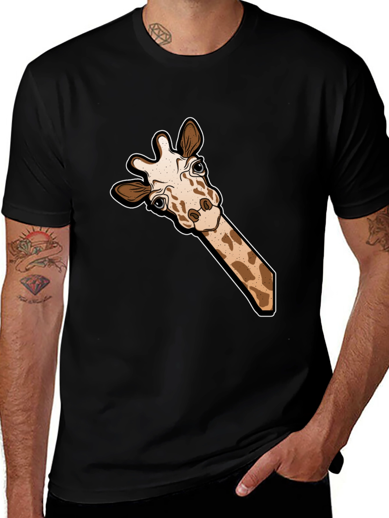 Variant 12 of Giraffe Graphic Tee - Peeking Animal Design