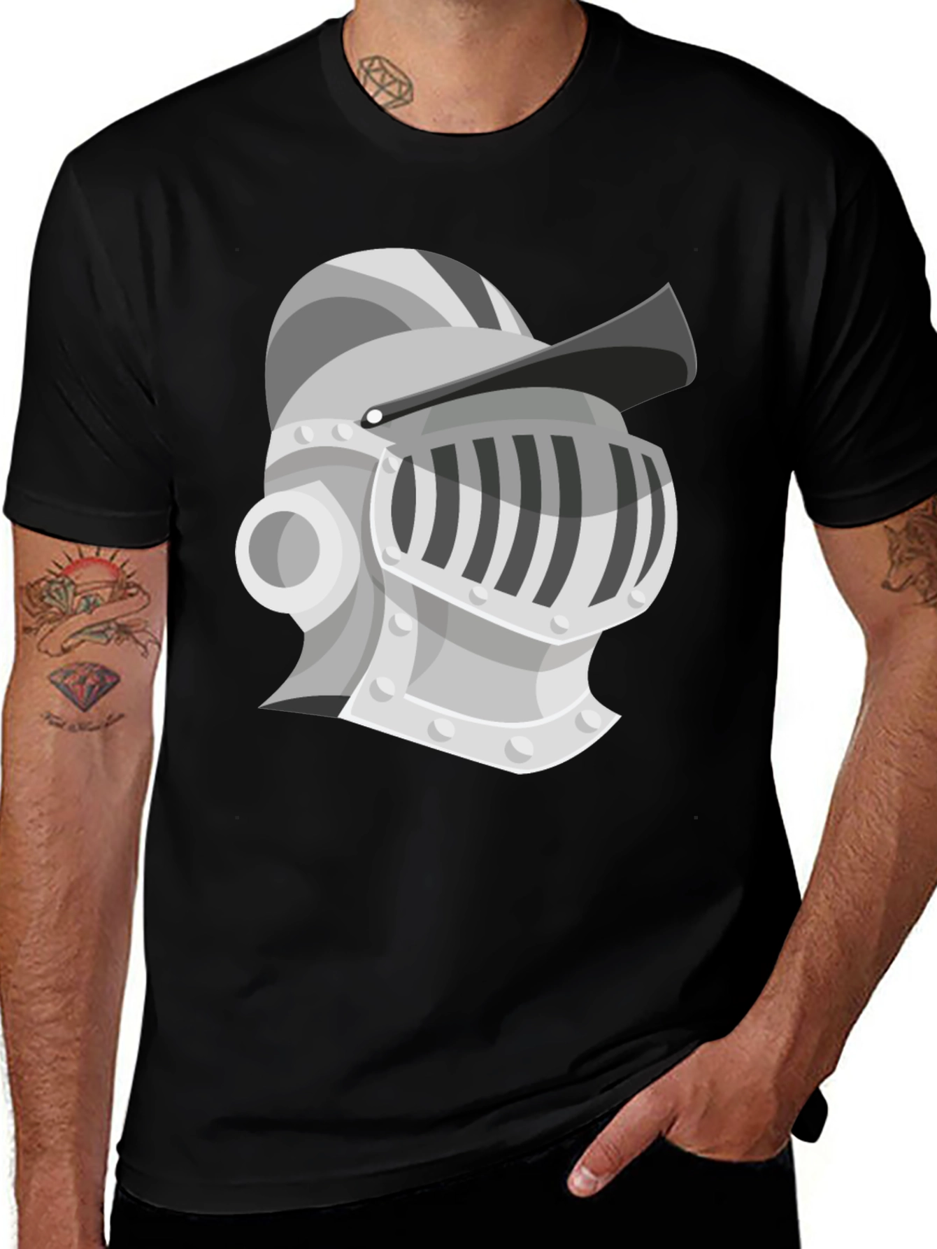 Knight Helmet Graphic Tee - Medieval Style