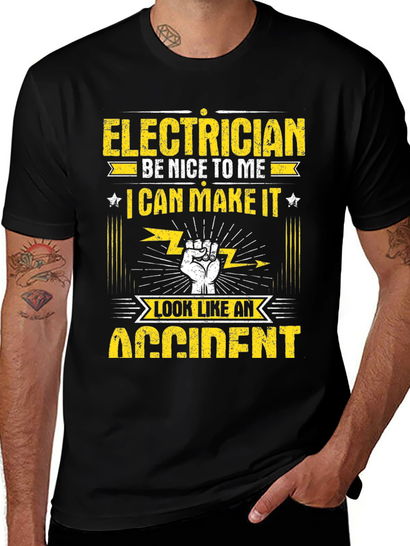 Variant 4 of Electrician Humor T-Shirt - Make It Look Like an Accident Tee