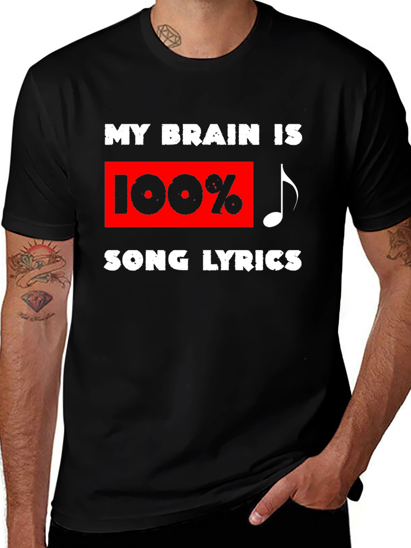 Variant 20 of Song Lyrics T-Shirt: My Brain is 100%