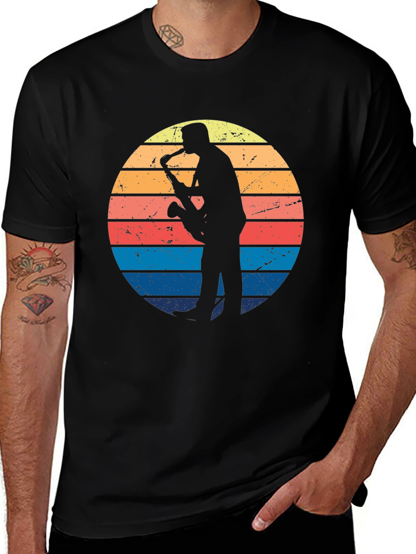Variant 15 of Retro Saxophone Player Sunset T-Shirt
