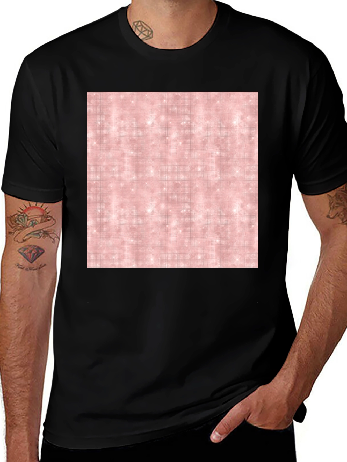 Geometric Pink Pattern Crew Neck T-Shirt