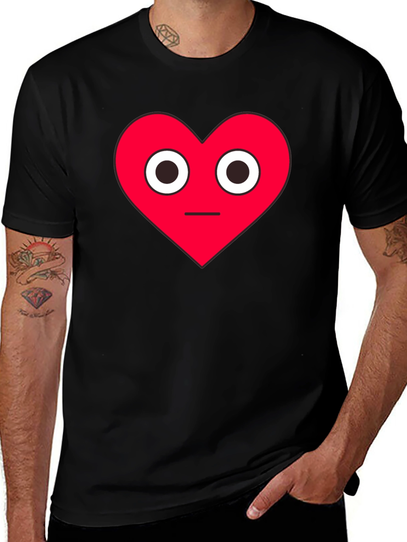 Variant 21 of Red Heart Face Graphic Black T-Shirt