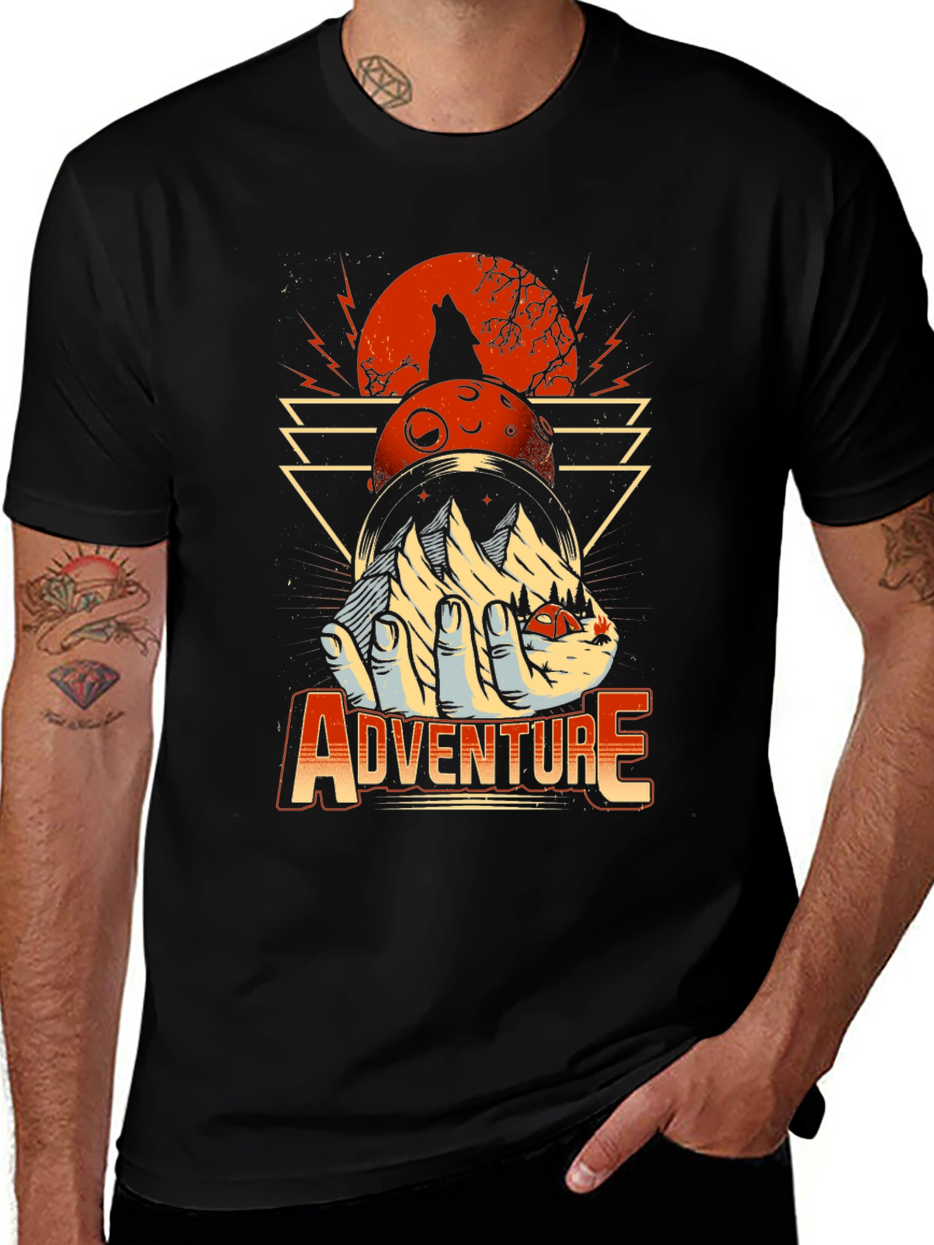 Variant 6 of Adventure Graphic Print T-Shirt - Wolf Moon Design