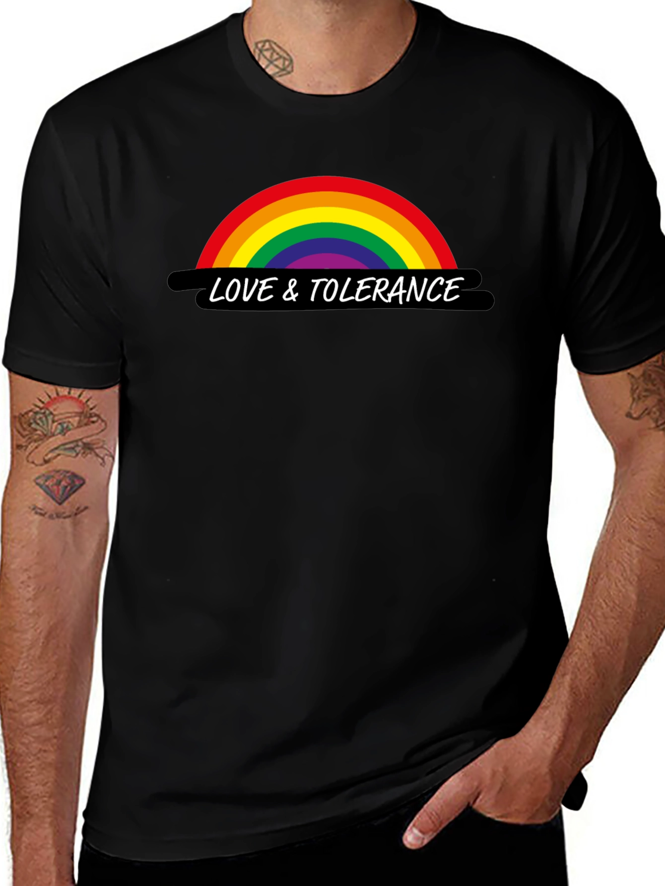 Variant 9 of Love & Tolerance Rainbow Graphic T-Shirt