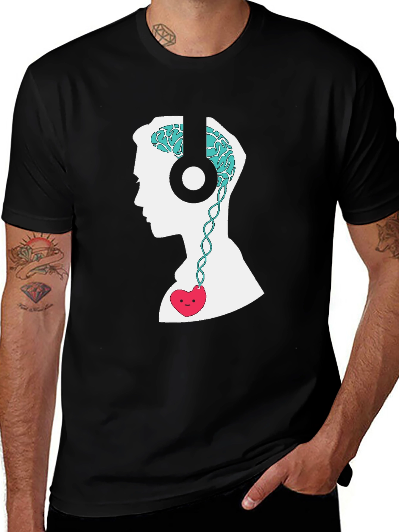 Brain & Heart Music T-Shirt - Stylish Graphic Tee