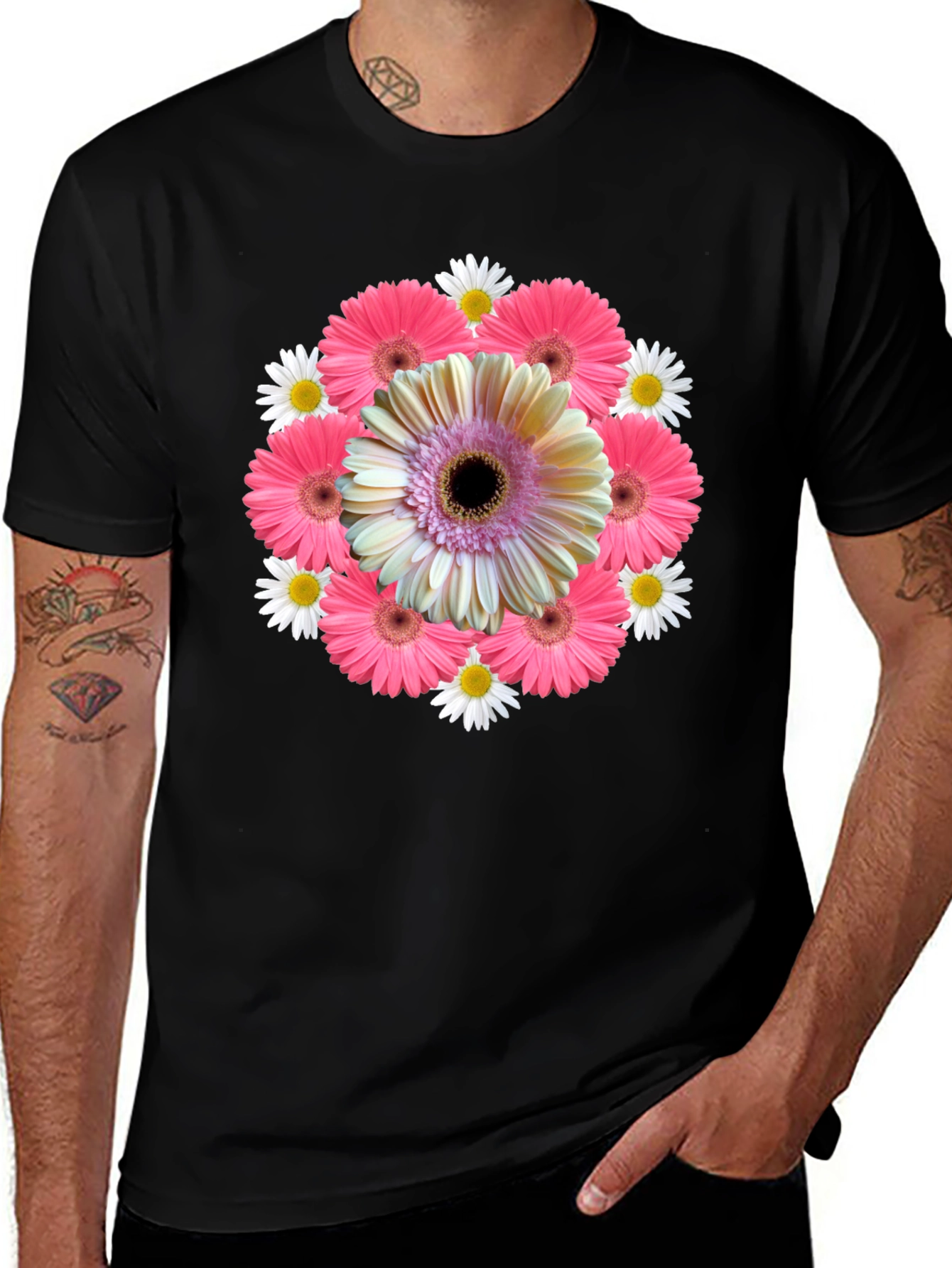 Variant 16 of Floral T-Shirt: Gerbera Daisy Design, Soft Cotton, Unisex