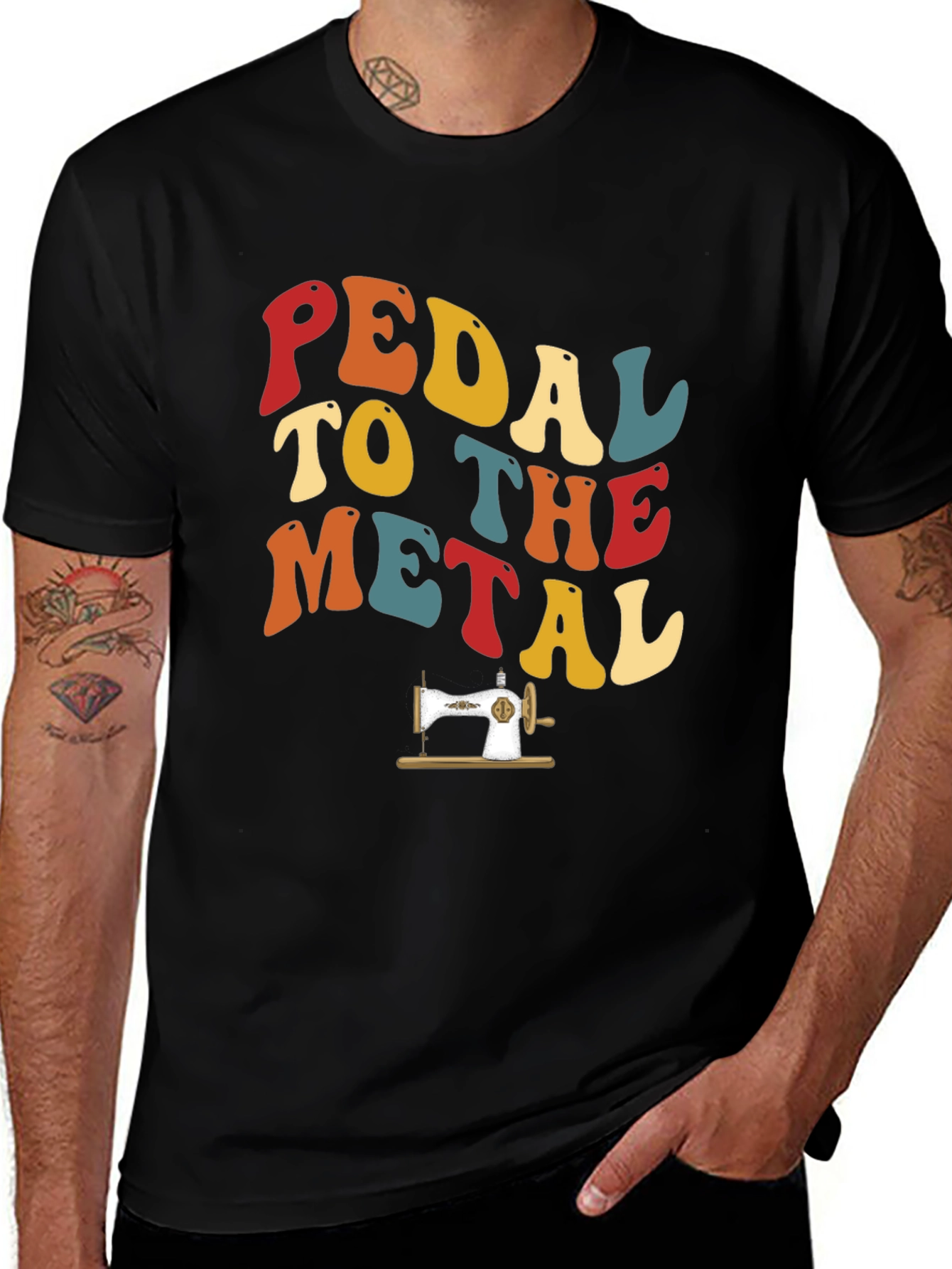 Variant 17 of Pedal to the Metal Retro Sewing T-Shirt