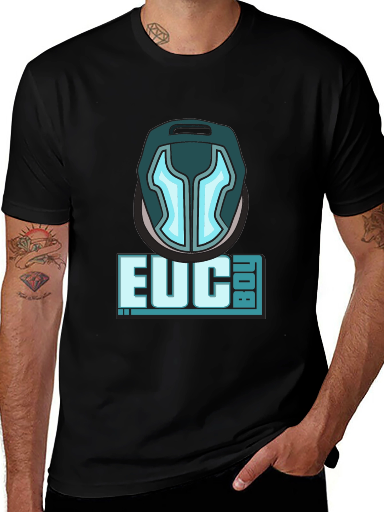 Black EUC Boy Graphic T-Shirt - Electric Unicycle Rider Tee main image