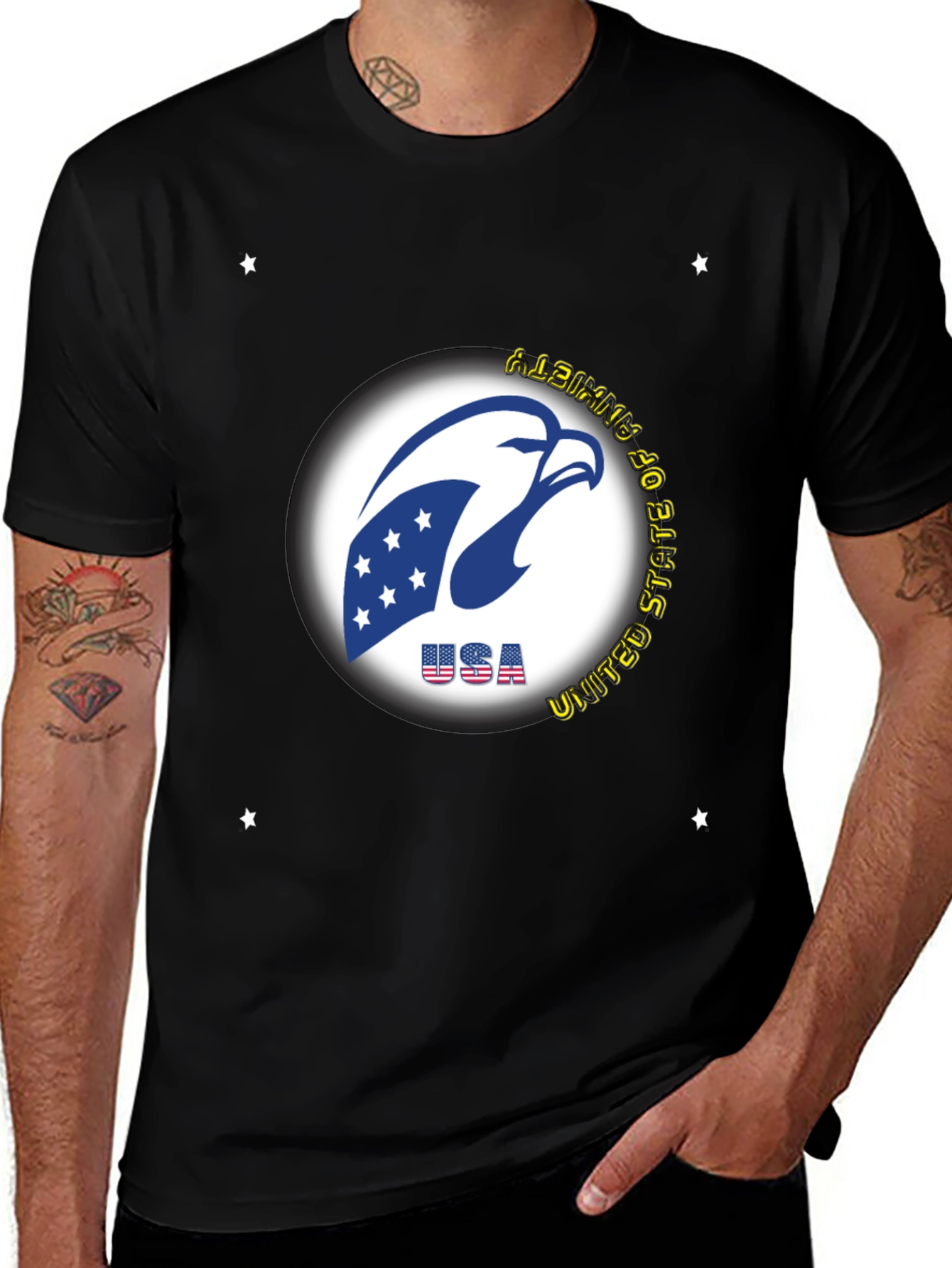 Black USA Eagle Graphic Tee - Patriotic Style main image