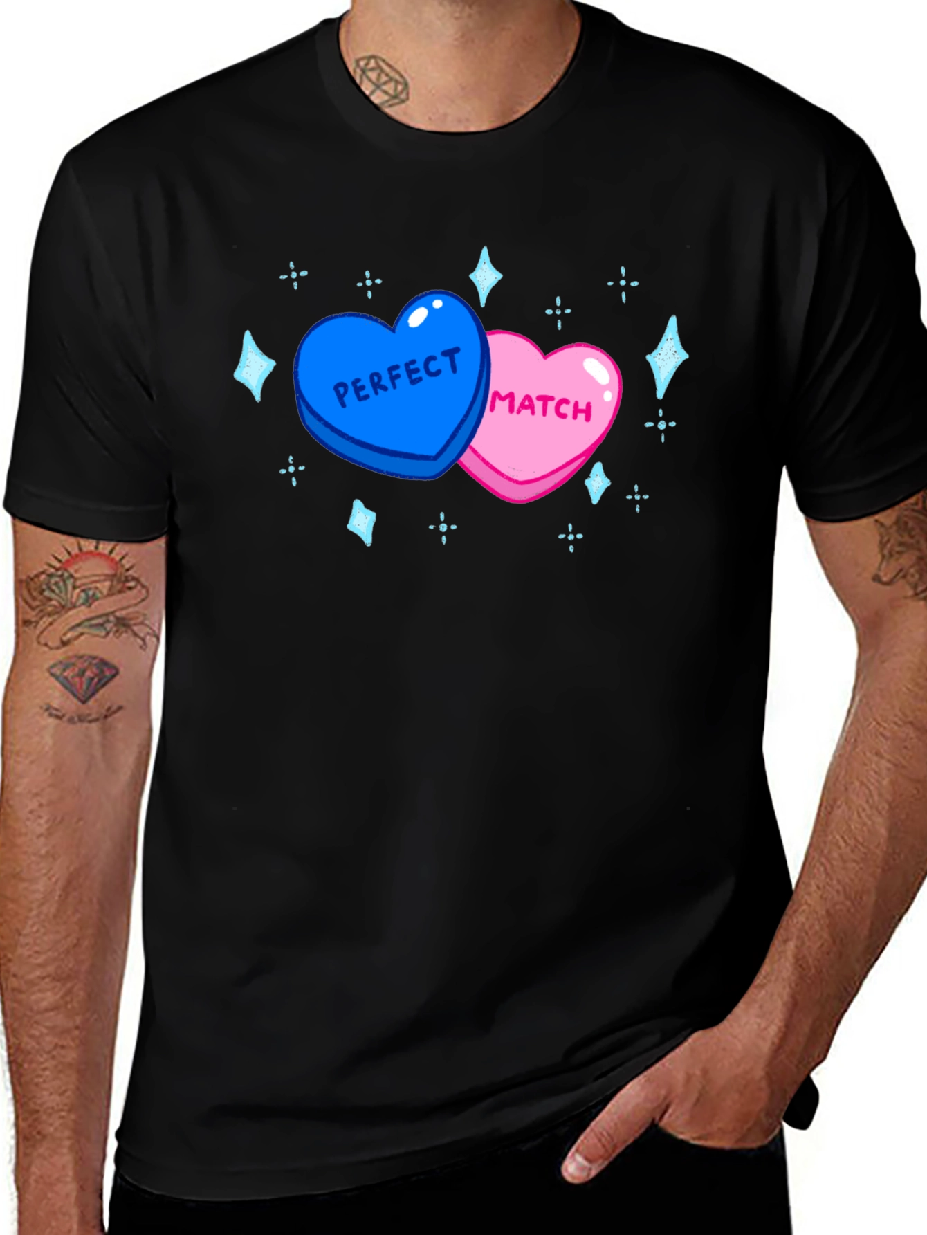 Perfect Match Heart T-Shirt - Cute Couples Tee