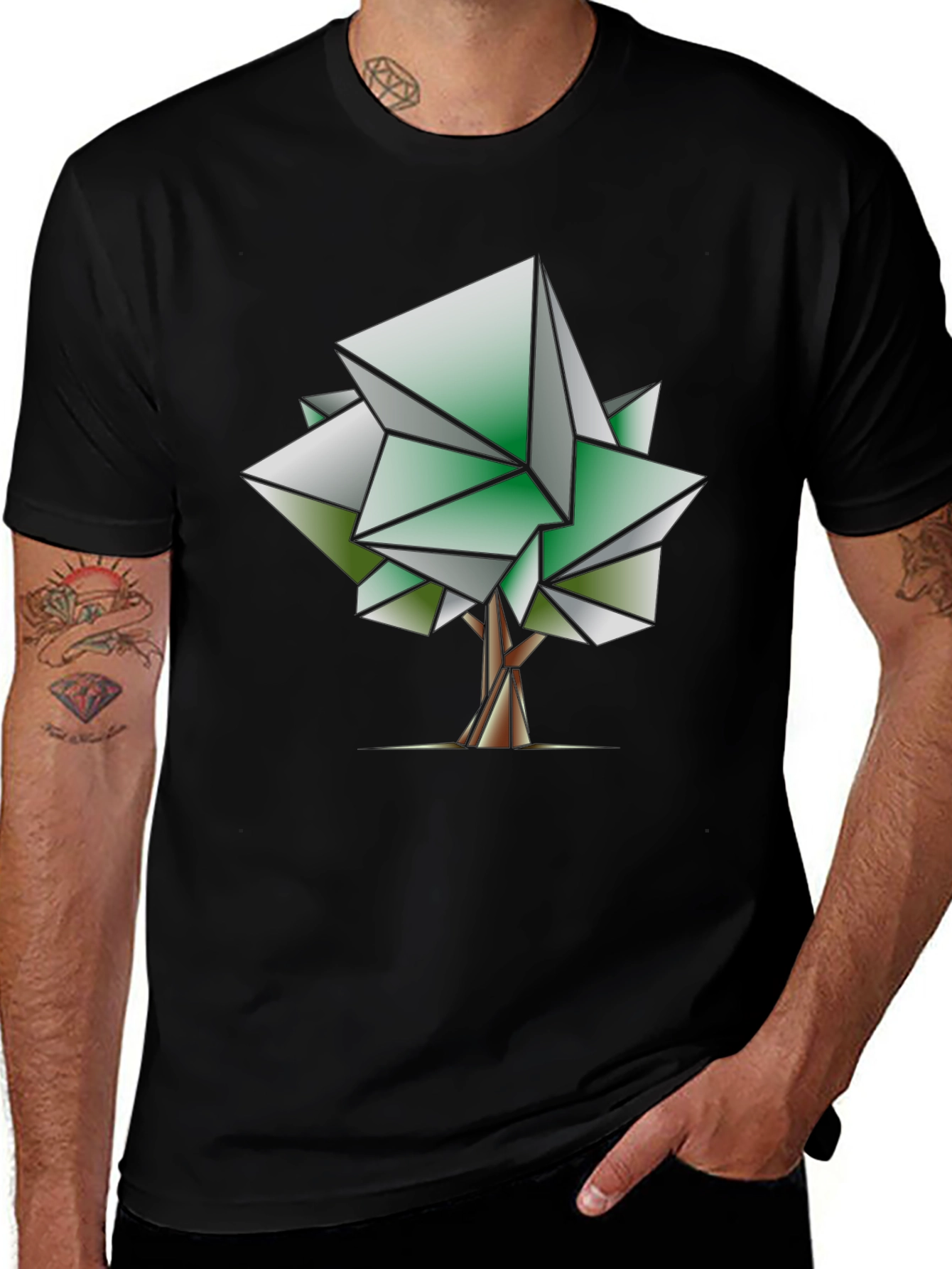 Variant 11 of Geometric Tree Graphic Tee - Modern Art Shirt